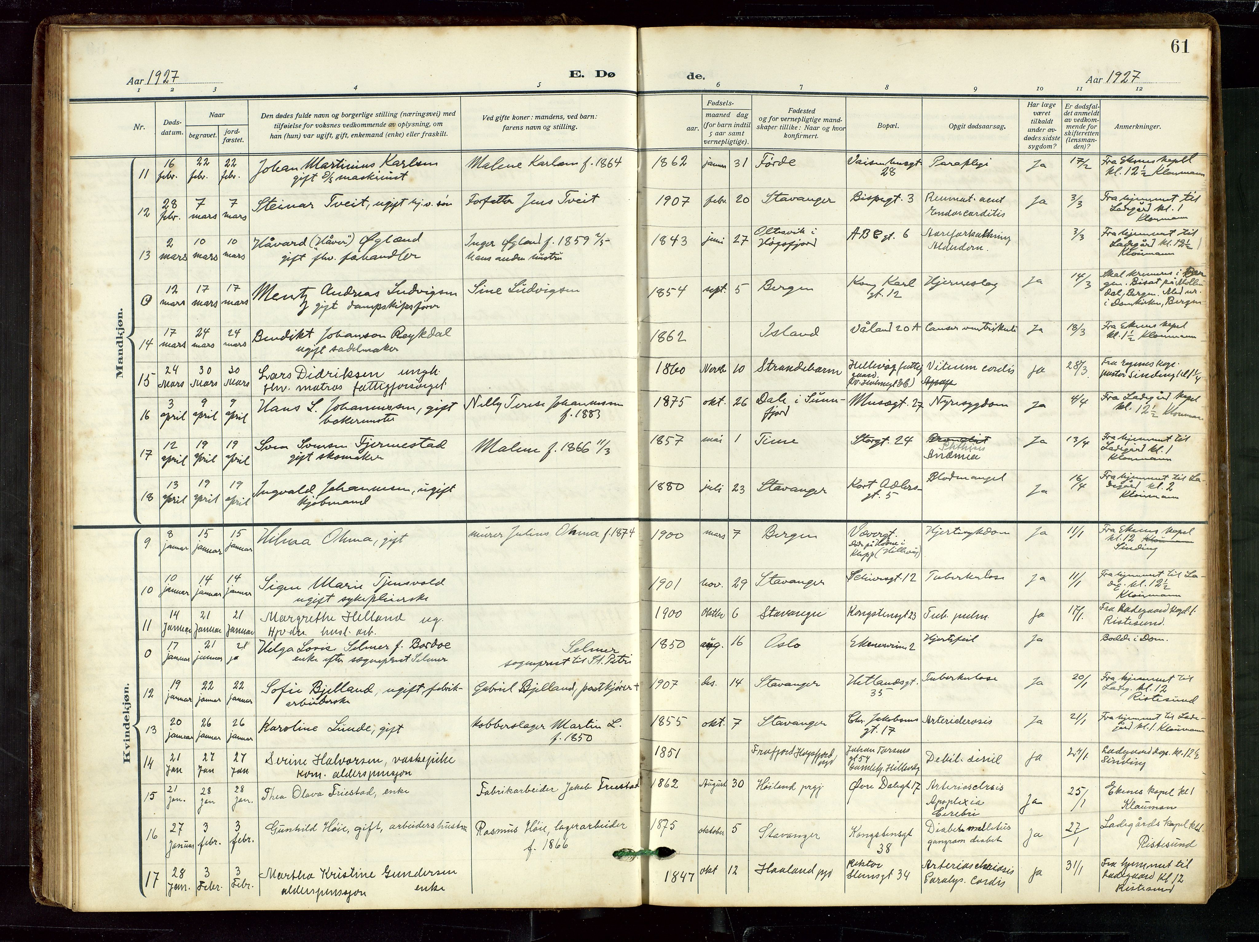 St. Petri sokneprestkontor, AV/SAST-A-101813/002/D/L0003: Parish register (official) no. A 28, 1919-1938, p. 61