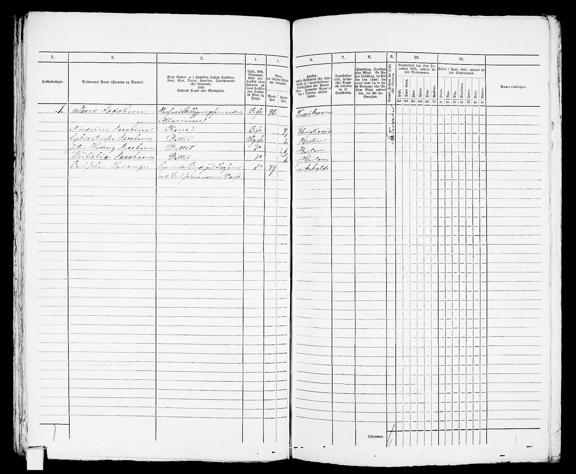 RA, 1865 census for Horten, 1865, p. 115