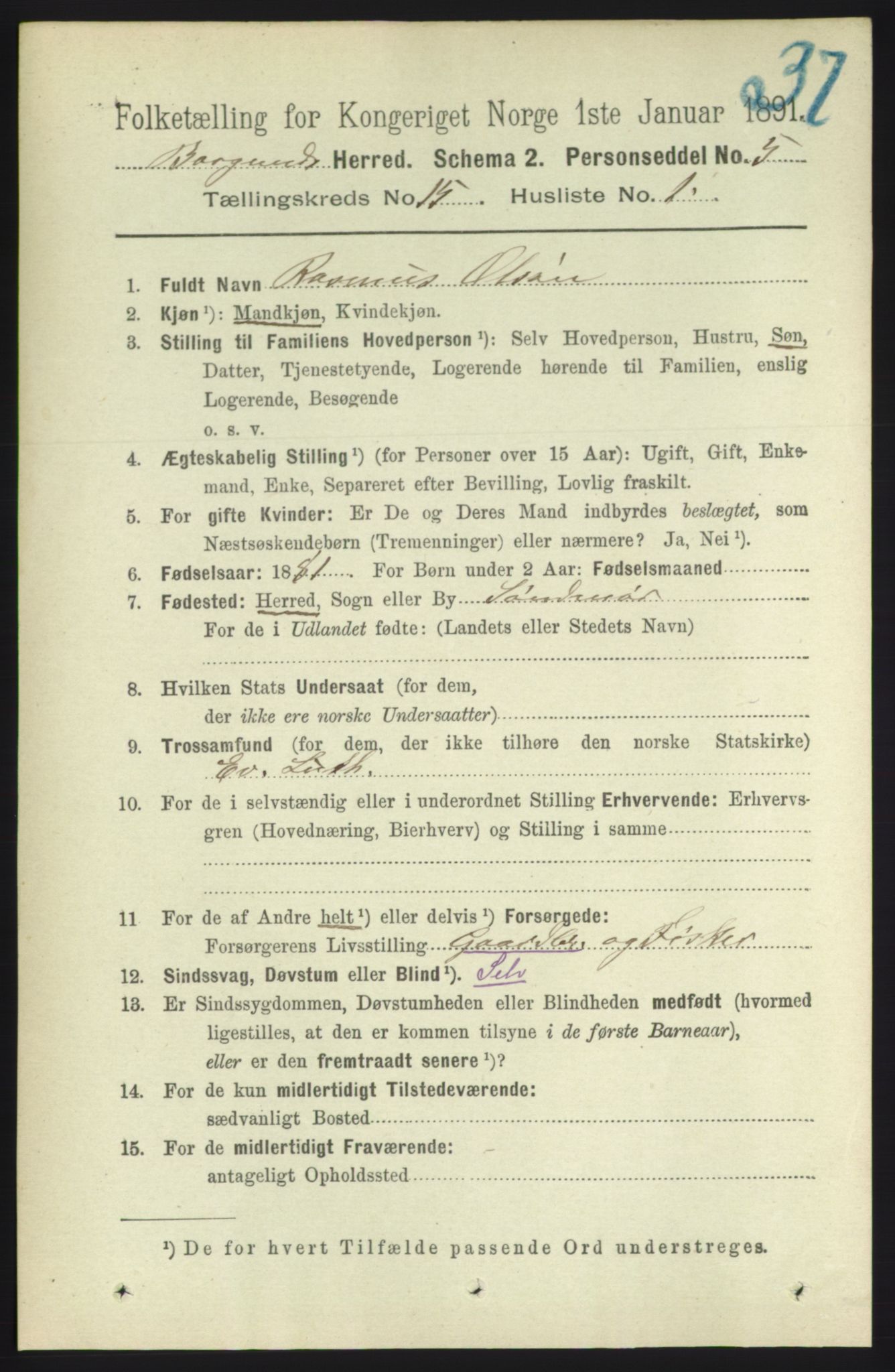 RA, 1891 census for 1531 Borgund, 1891, p. 4482