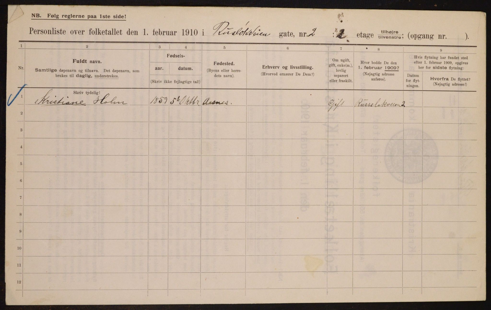 OBA, Municipal Census 1910 for Kristiania, 1910, p. 80983