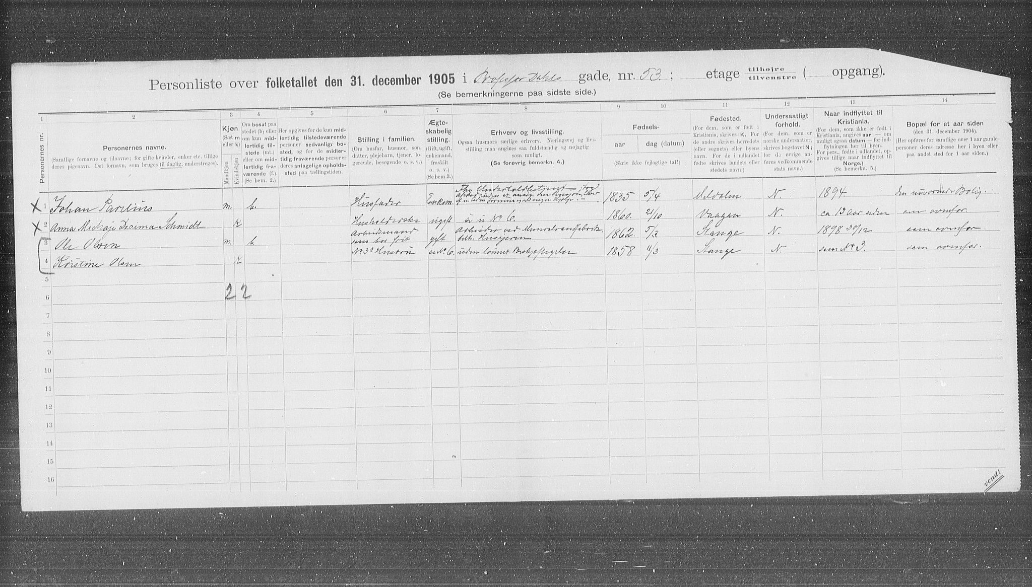 OBA, Municipal Census 1905 for Kristiania, 1905, p. 42938