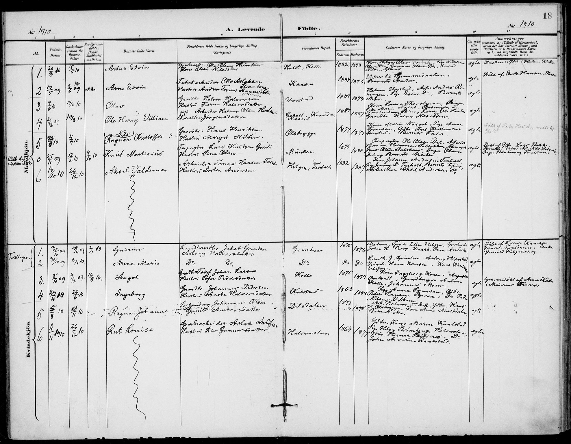 Holla kirkebøker, SAKO/A-272/F/Fa/L0011: Parish register (official) no. 11, 1897-1928, p. 18
