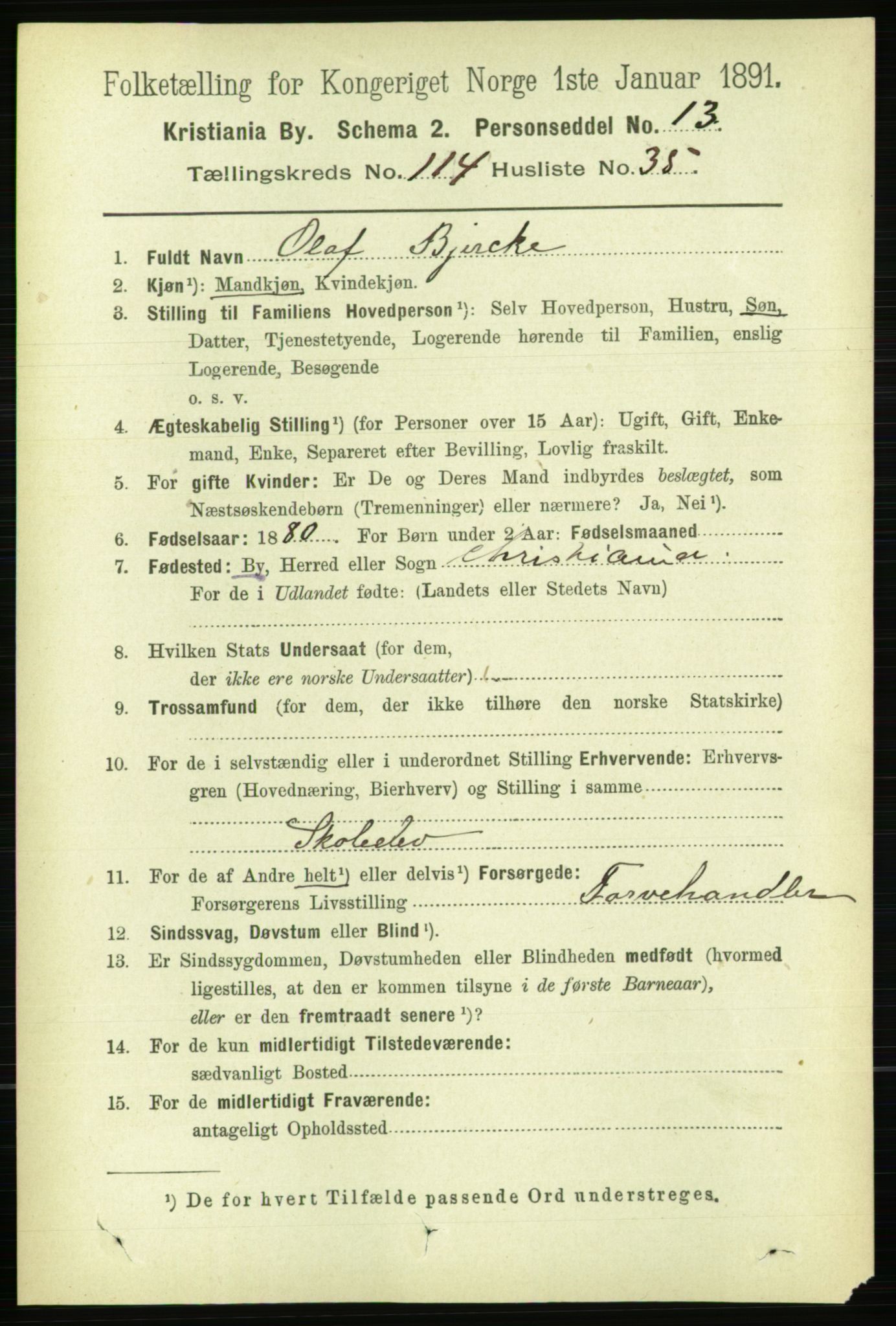 RA, 1891 census for 0301 Kristiania, 1891, p. 61469