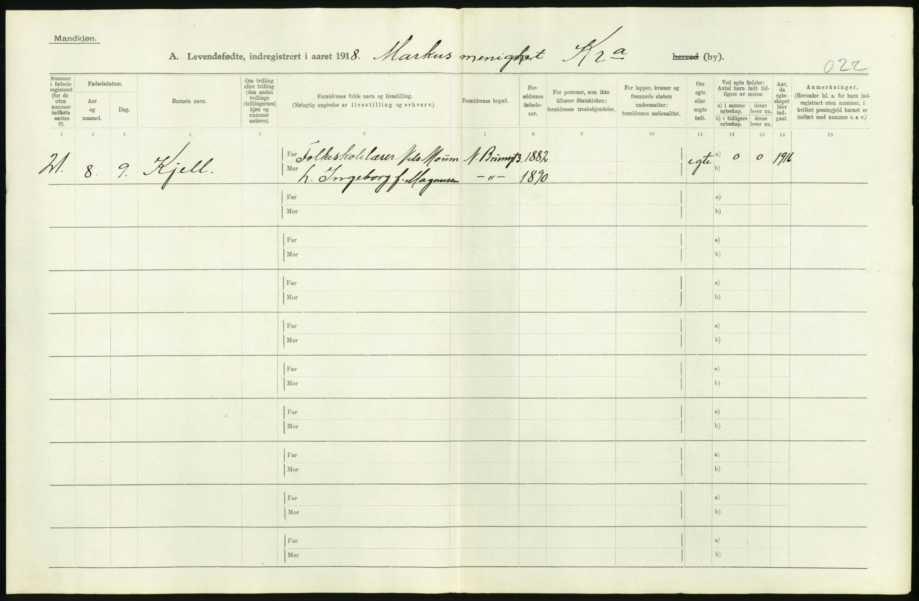 Statistisk sentralbyrå, Sosiodemografiske emner, Befolkning, AV/RA-S-2228/D/Df/Dfb/Dfbh/L0008: Kristiania: Levendefødte menn og kvinner., 1918, p. 88