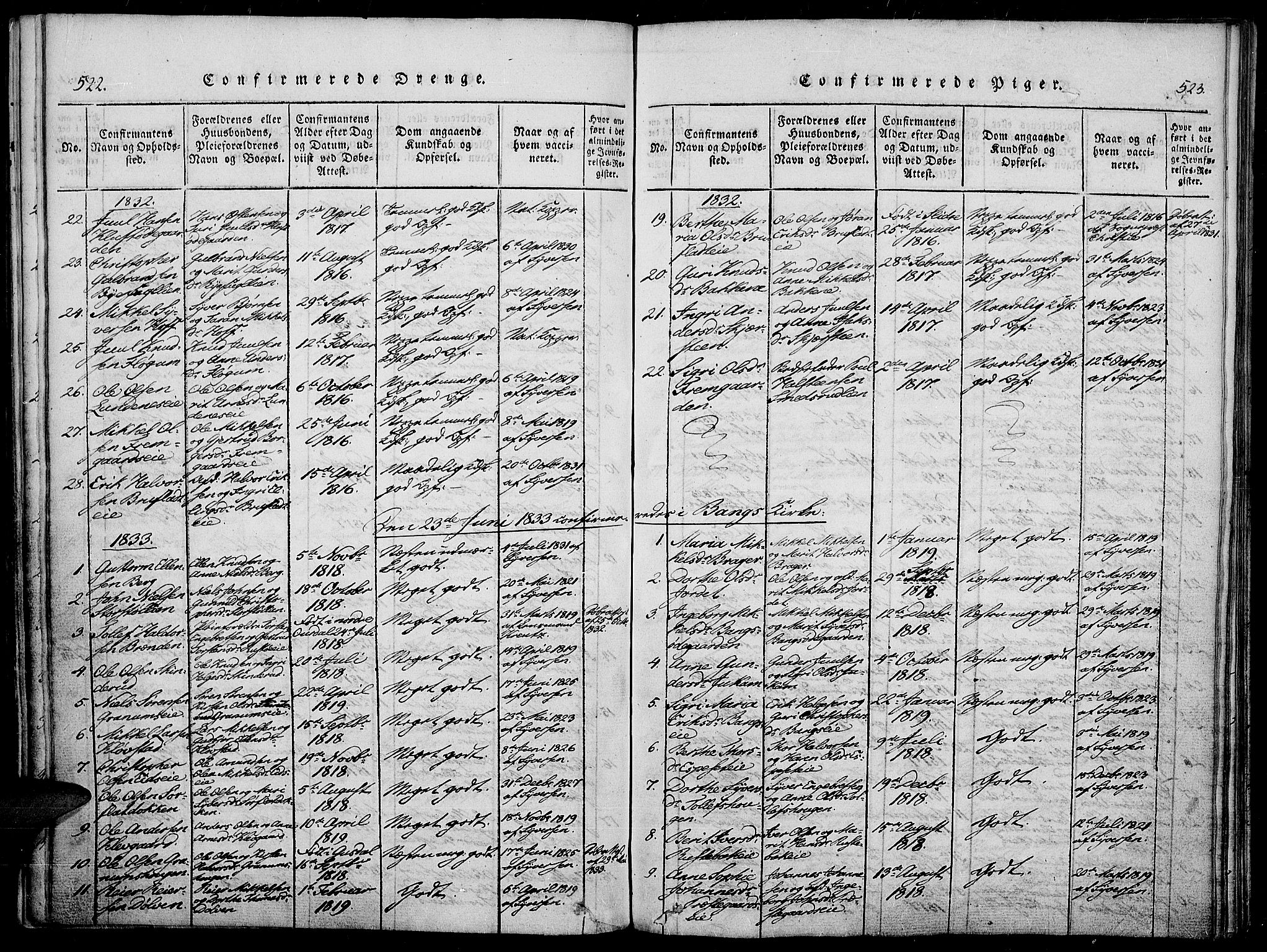 Sør-Aurdal prestekontor, AV/SAH-PREST-128/H/Ha/Haa/L0003: Parish register (official) no. 3, 1825-1840, p. 522-523