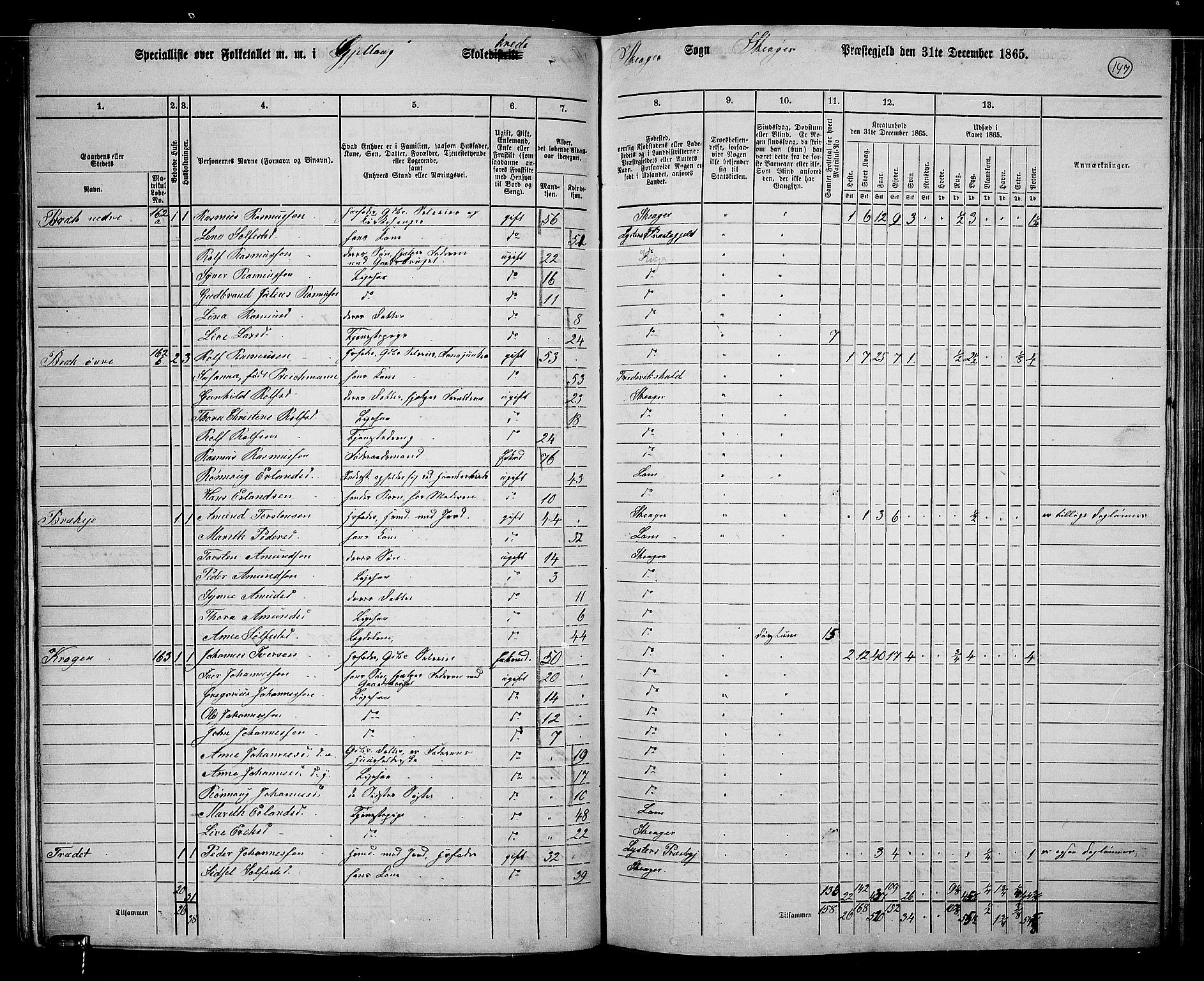 RA, 1865 census for Skjåk, 1865, p. 11