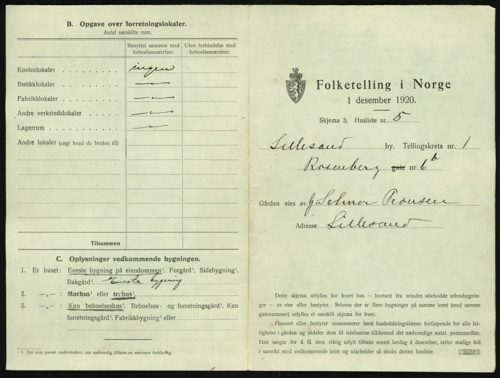 SAK, 1920 census for Lillesand, 1920, p. 29