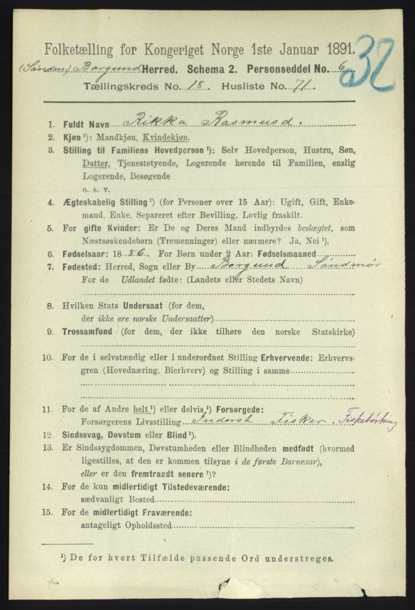 RA, 1891 census for 1531 Borgund, 1891, p. 5940