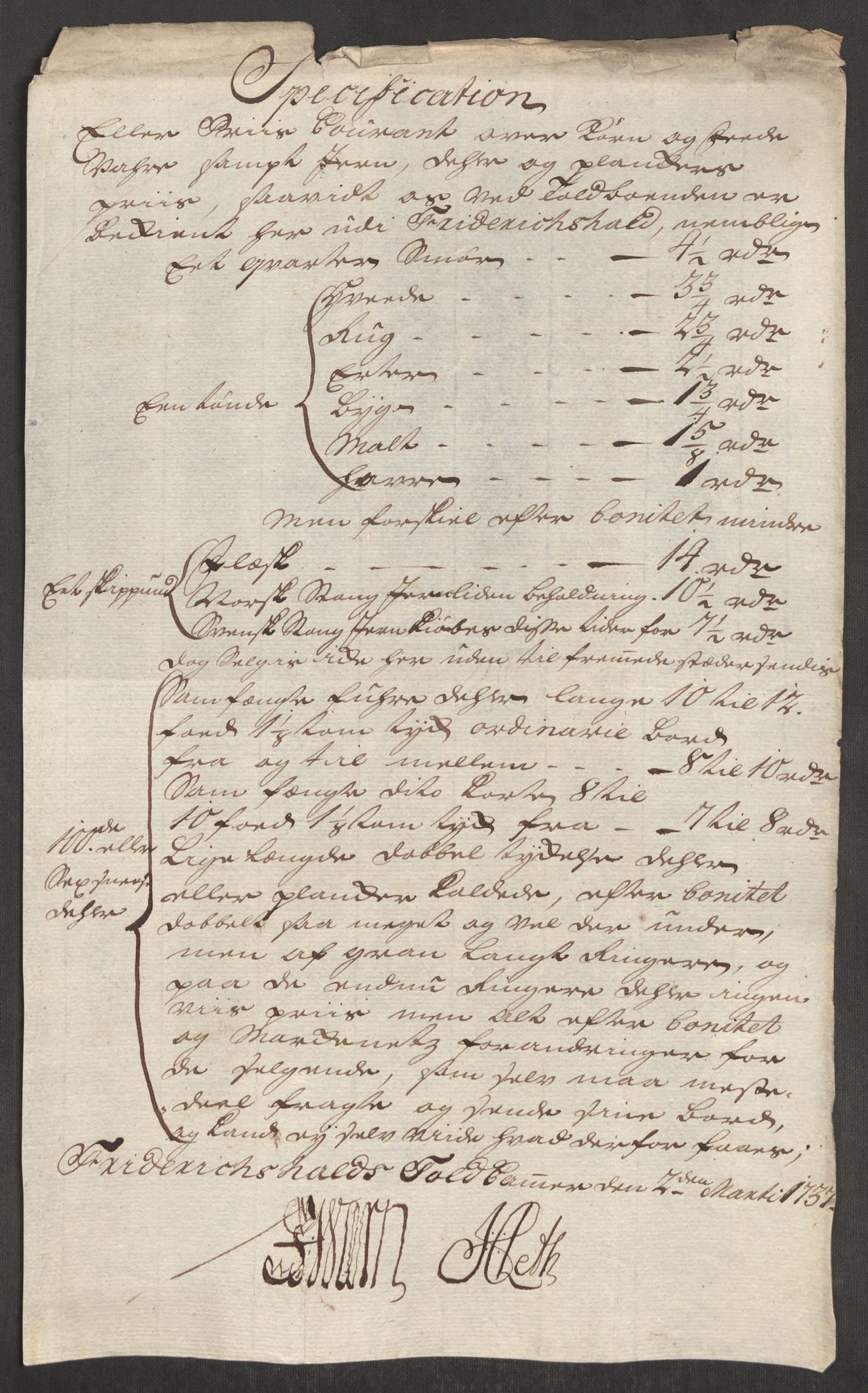 Rentekammeret inntil 1814, Realistisk ordnet avdeling, RA/EA-4070/Oe/L0001: [Ø1]: Priskuranter, 1712-1739, p. 434