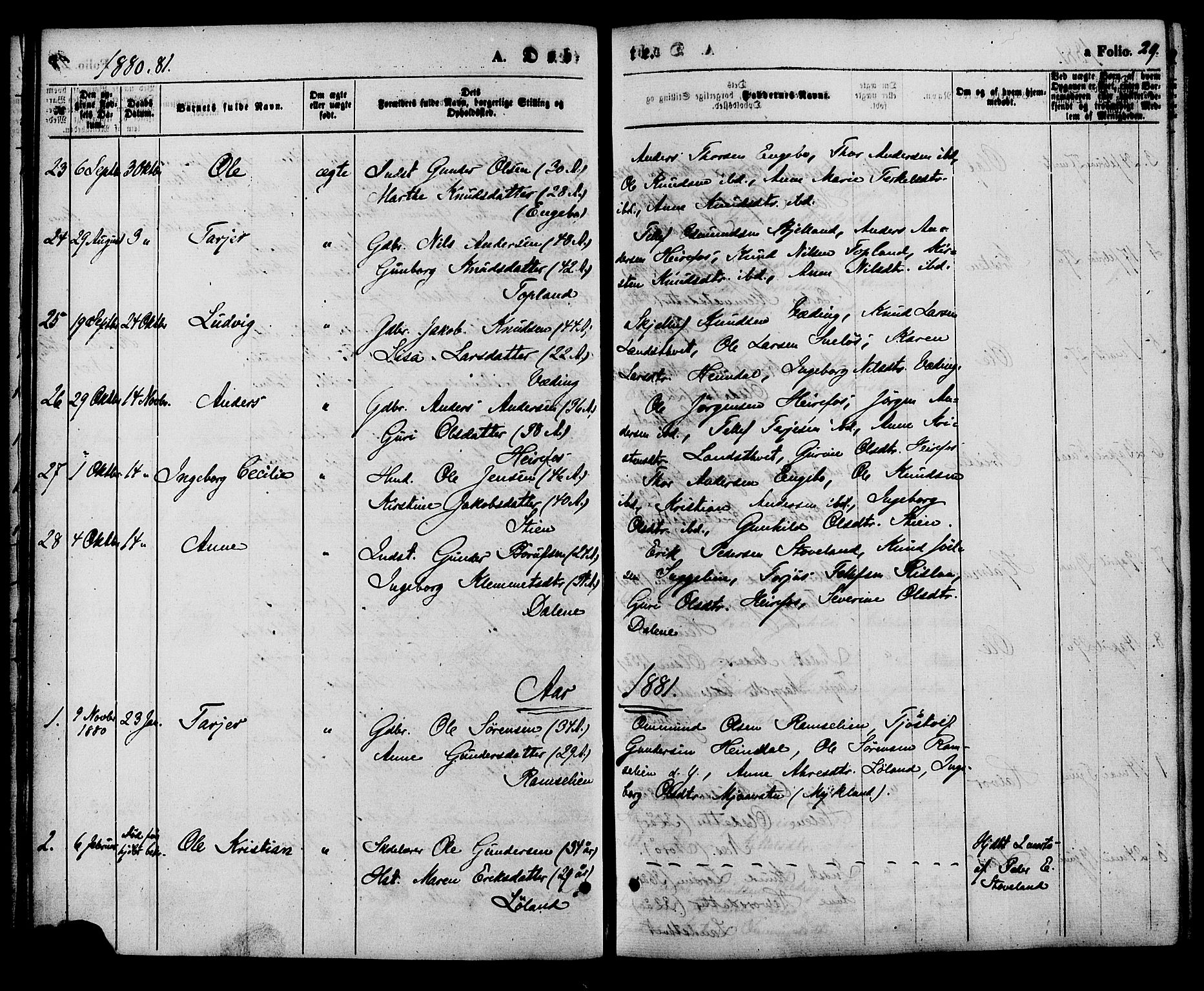 Herefoss sokneprestkontor, AV/SAK-1111-0019/F/Fa/Faa/L0002: Parish register (official) no. A 2, 1861-1886, p. 29