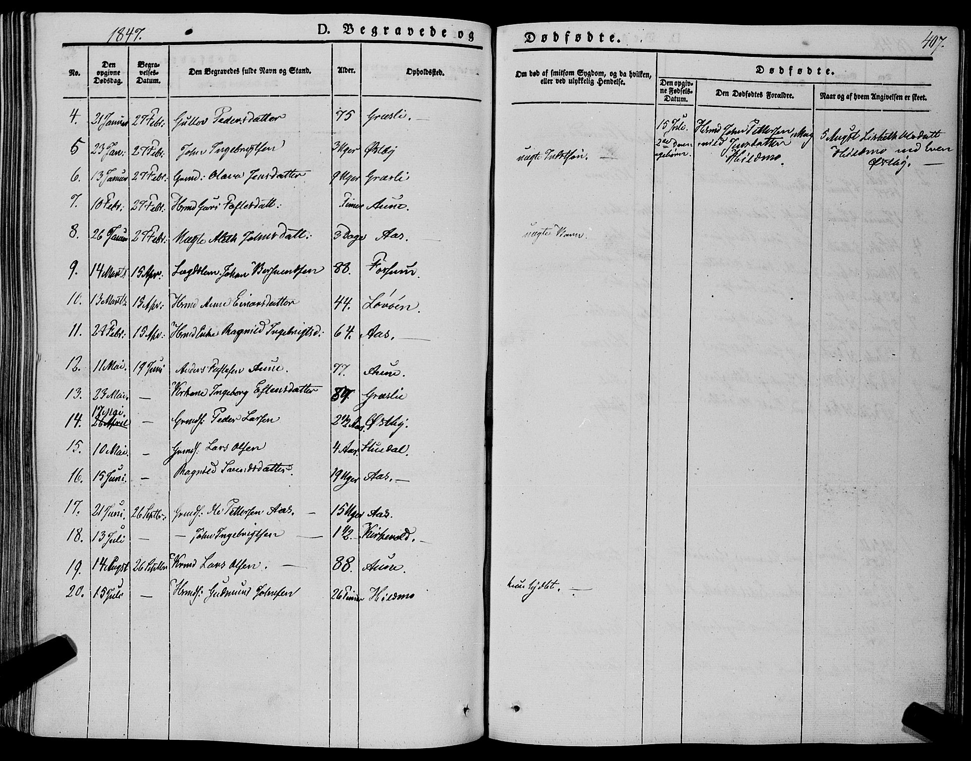 Ministerialprotokoller, klokkerbøker og fødselsregistre - Sør-Trøndelag, SAT/A-1456/695/L1146: Parish register (official) no. 695A06 /2, 1843-1859, p. 407