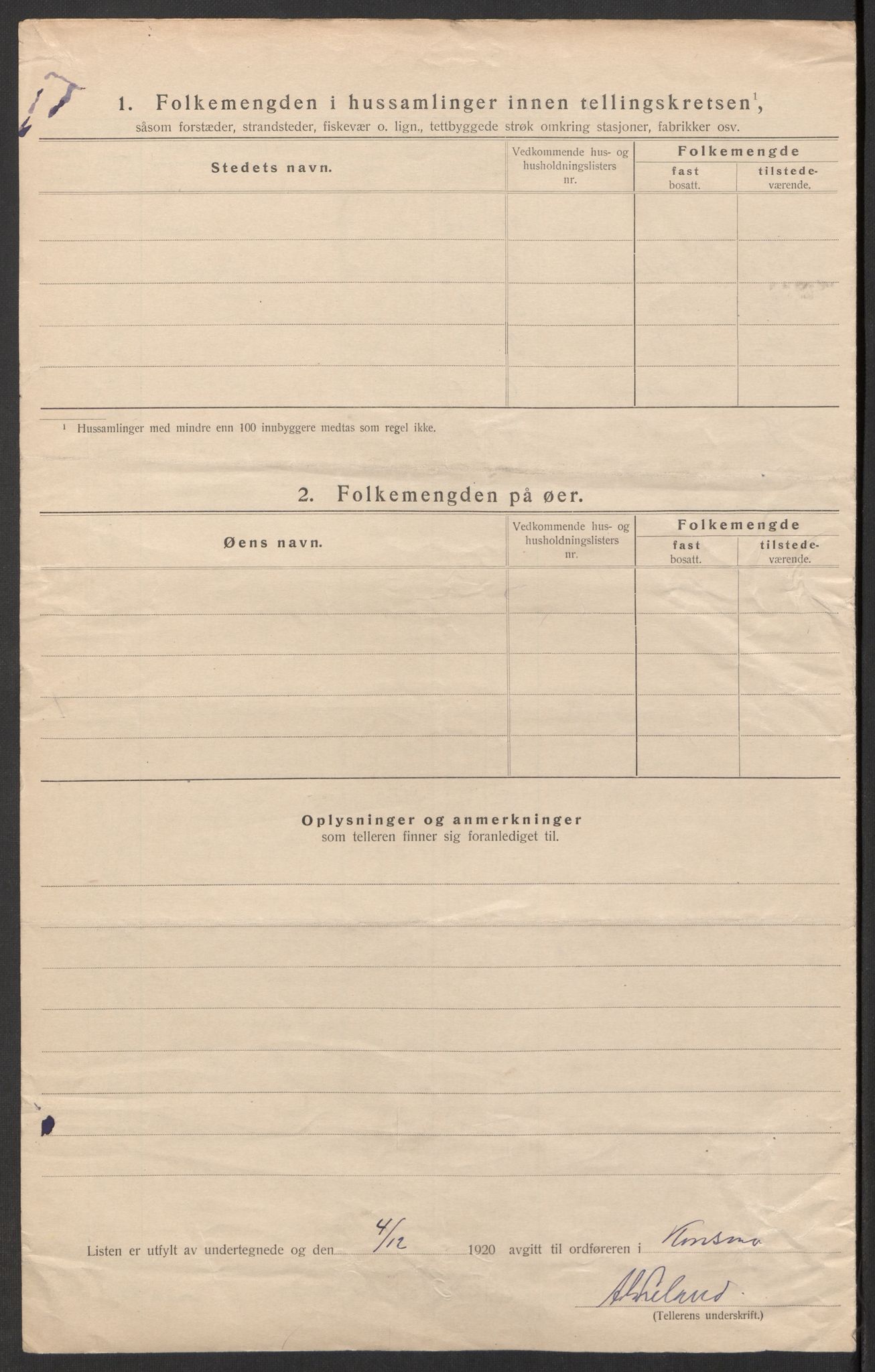SAK, 1920 census for Konsmo, 1920, p. 29