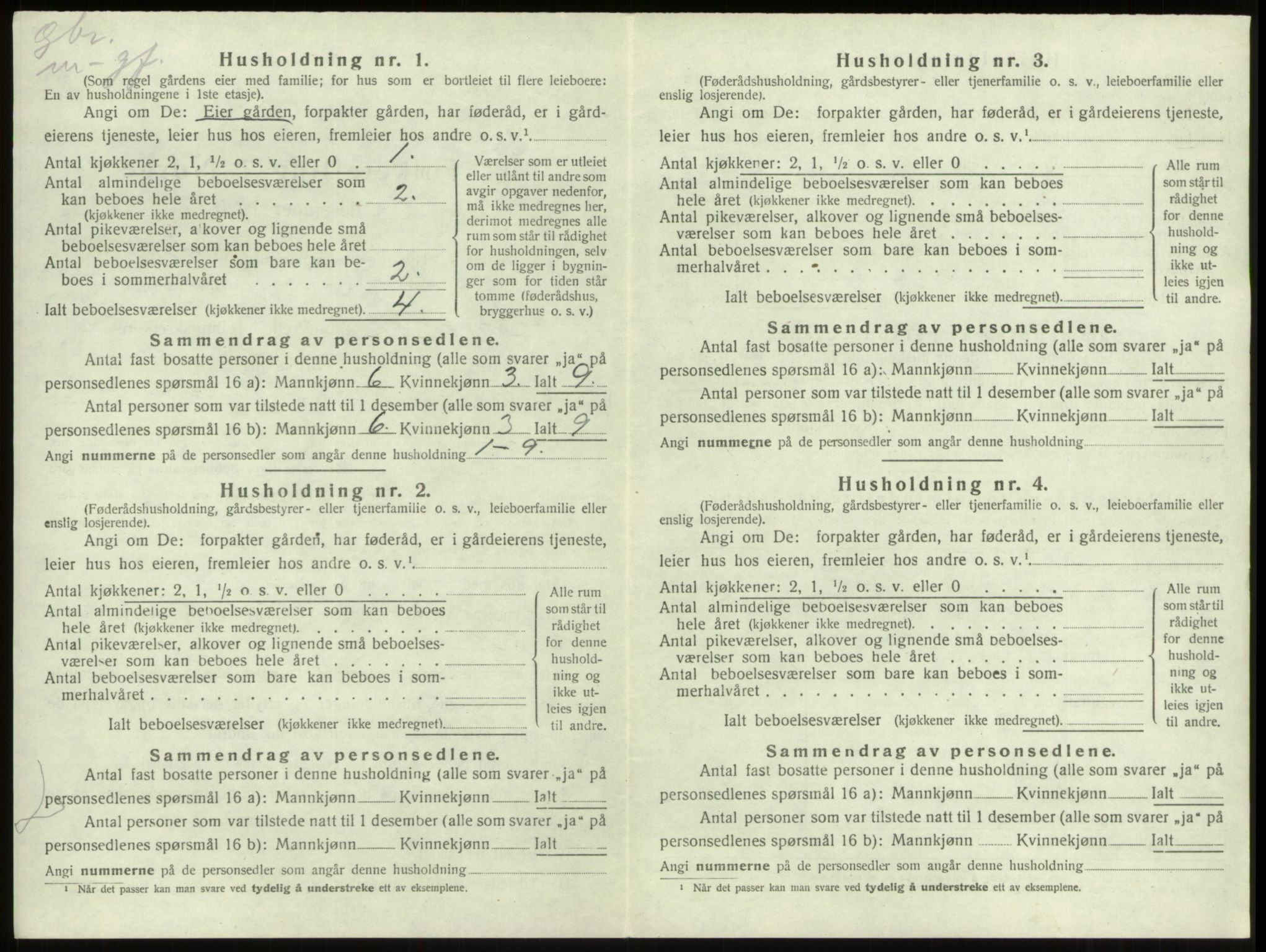 SAB, 1920 census for Innvik, 1920, p. 311