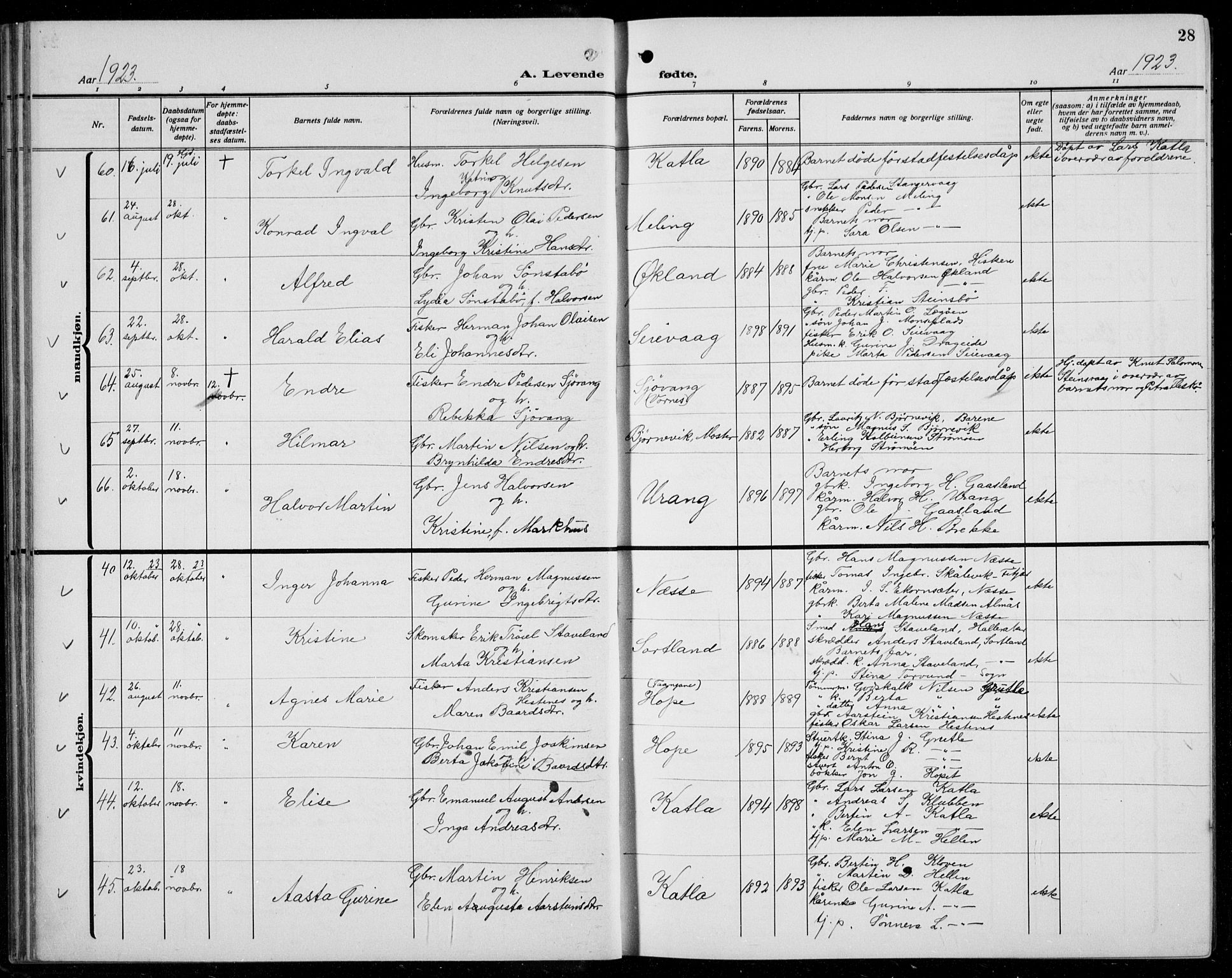 Finnås sokneprestembete, SAB/A-99925/H/Ha/Hab/Habb/L0006: Parish register (copy) no. B 6, 1920-1936, p. 28