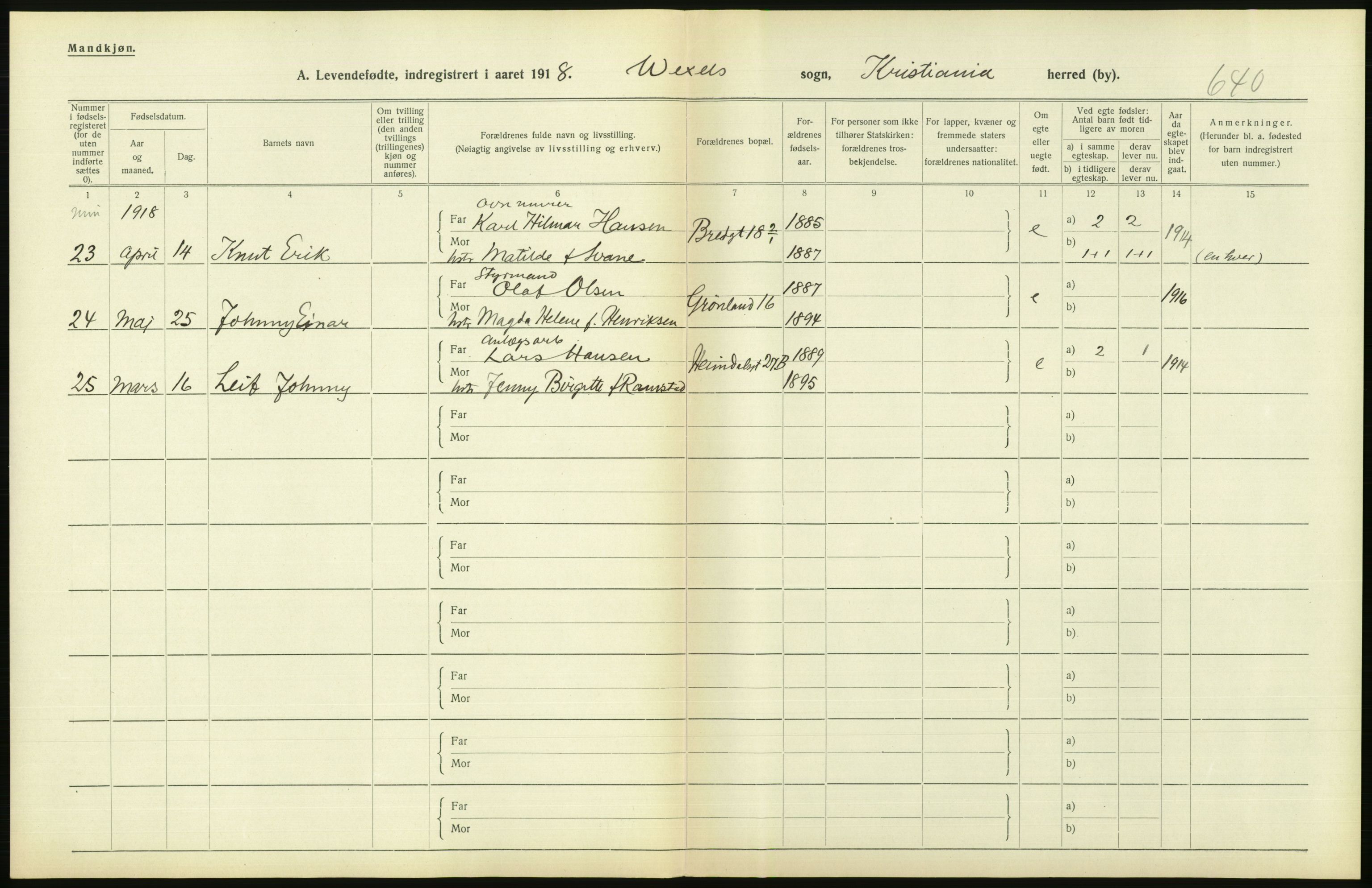 Statistisk sentralbyrå, Sosiodemografiske emner, Befolkning, AV/RA-S-2228/D/Df/Dfb/Dfbh/L0008: Kristiania: Levendefødte menn og kvinner., 1918, p. 792