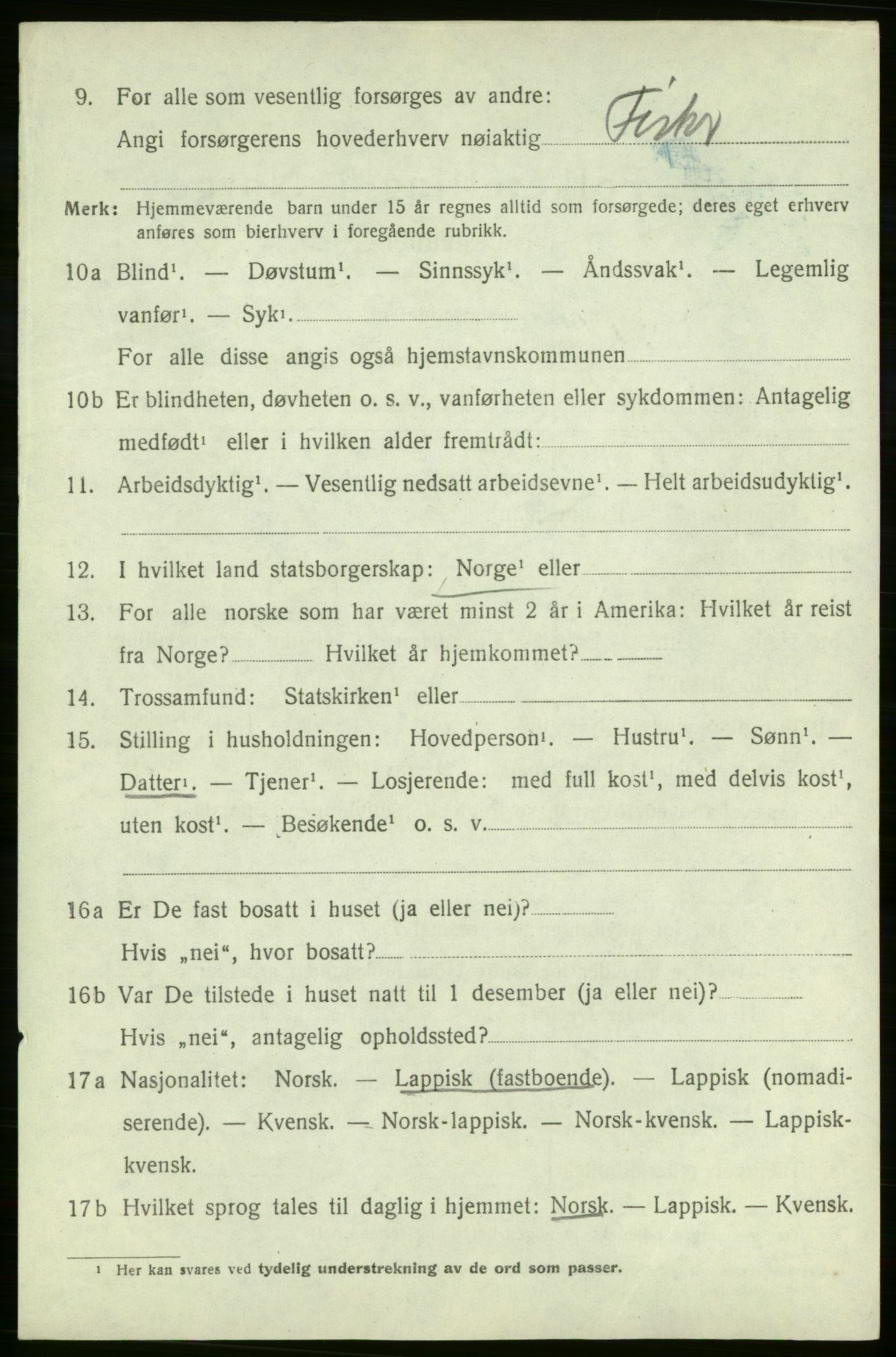 SATØ, 1920 census for Kjelvik, 1920, p. 1150