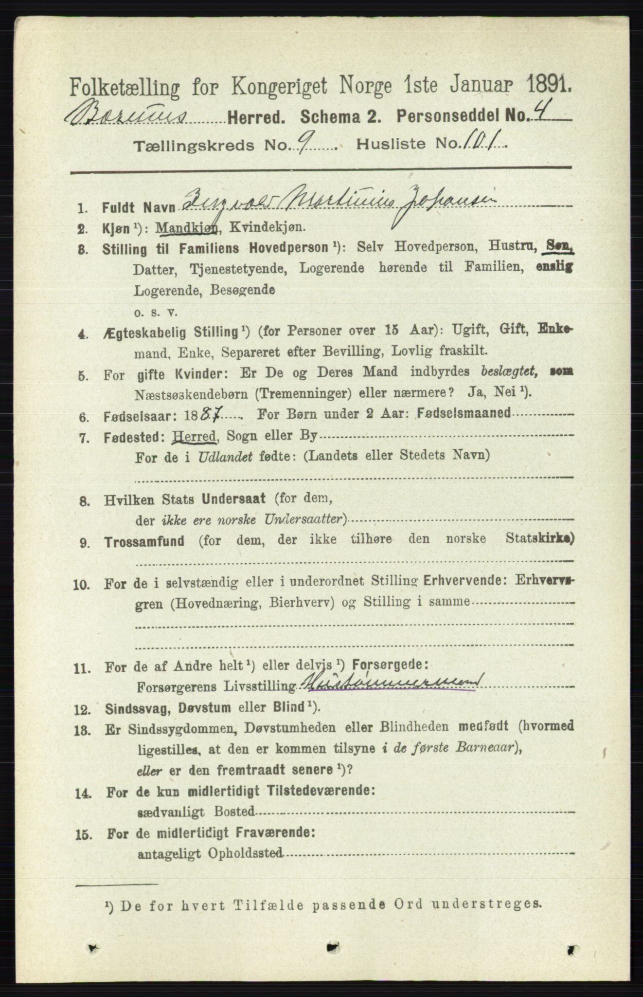 RA, 1891 census for 0219 Bærum, 1891, p. 6014