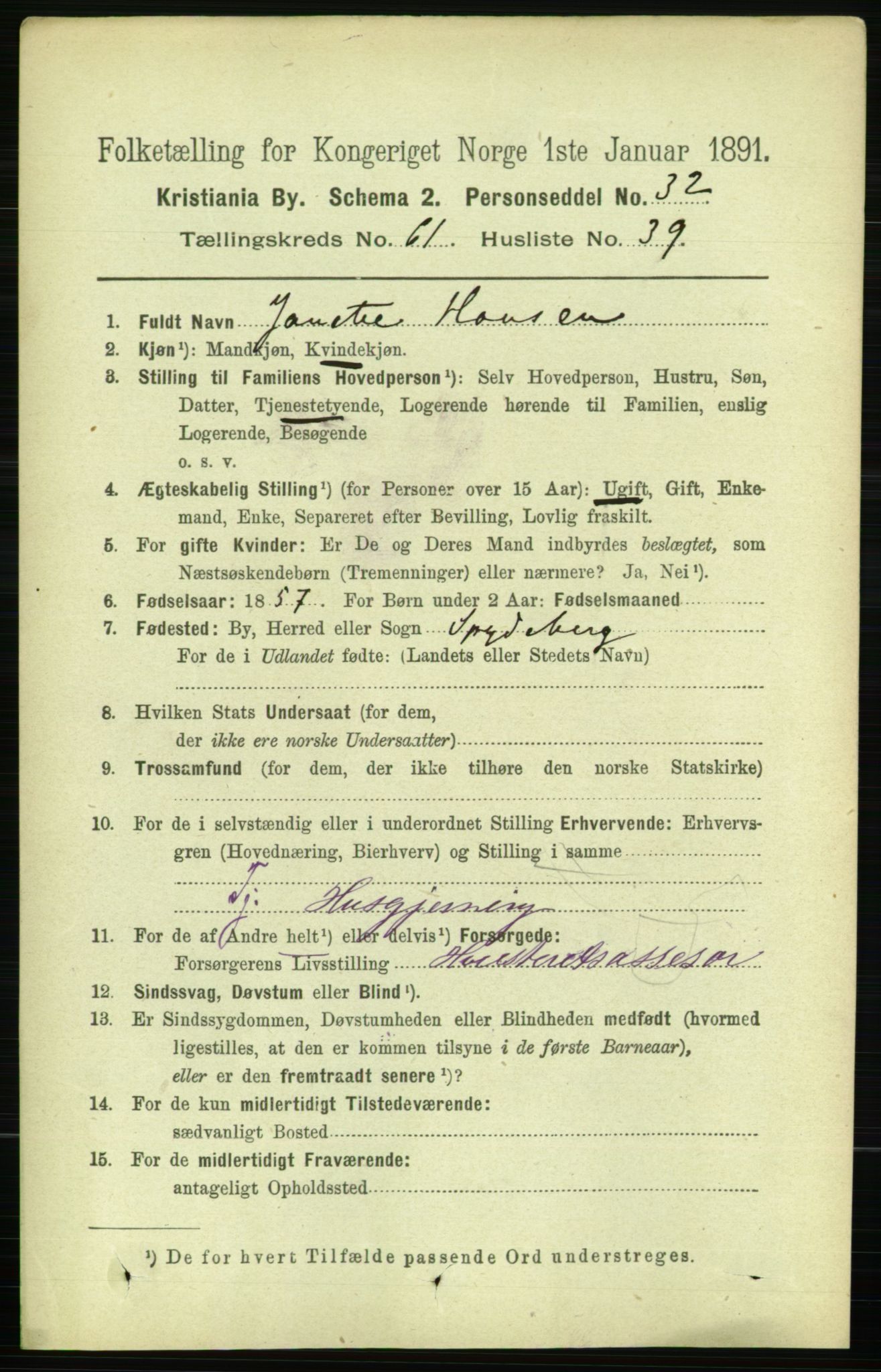 RA, 1891 census for 0301 Kristiania, 1891, p. 32933