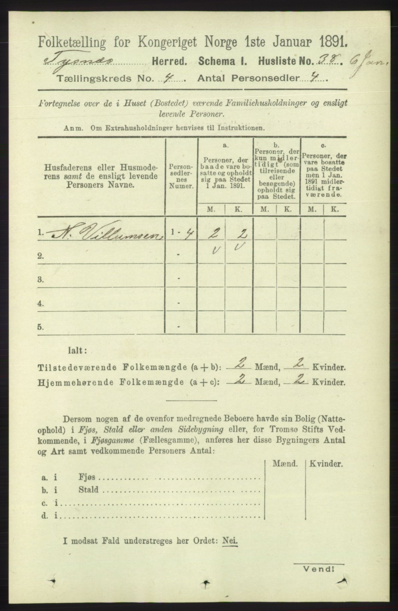 RA, 1891 census for 1223 Tysnes, 1891, p. 1517