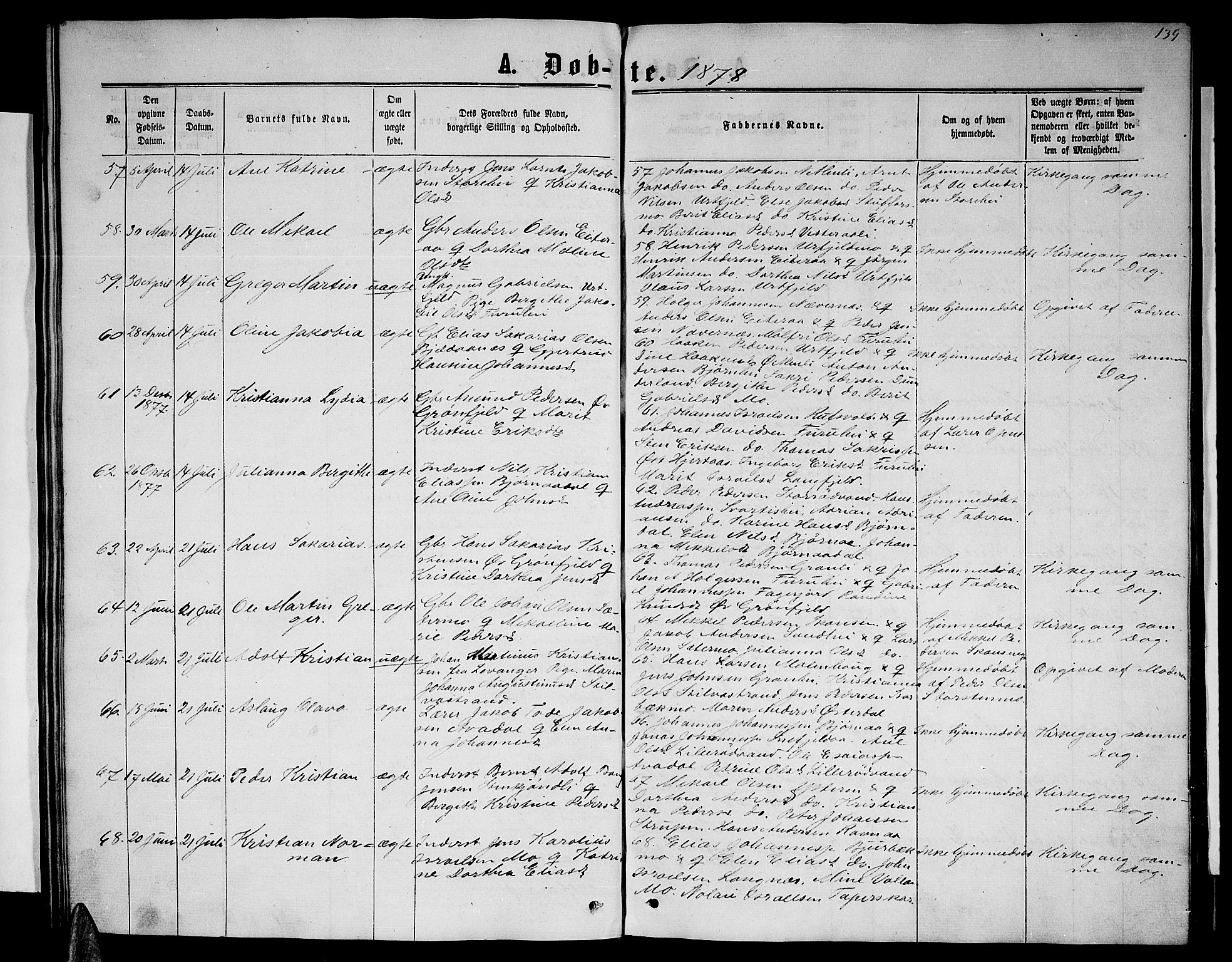 Ministerialprotokoller, klokkerbøker og fødselsregistre - Nordland, SAT/A-1459/827/L0415: Parish register (copy) no. 827C04, 1864-1886, p. 139