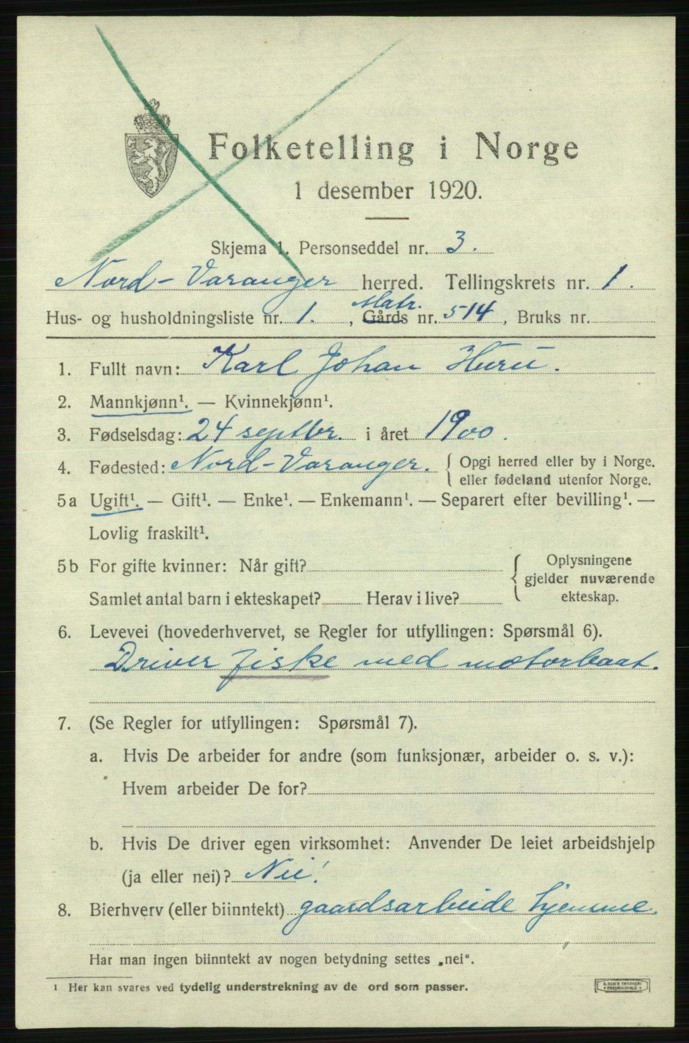 SATØ, 1920 census for Nord-Varanger, 1920, p. 589