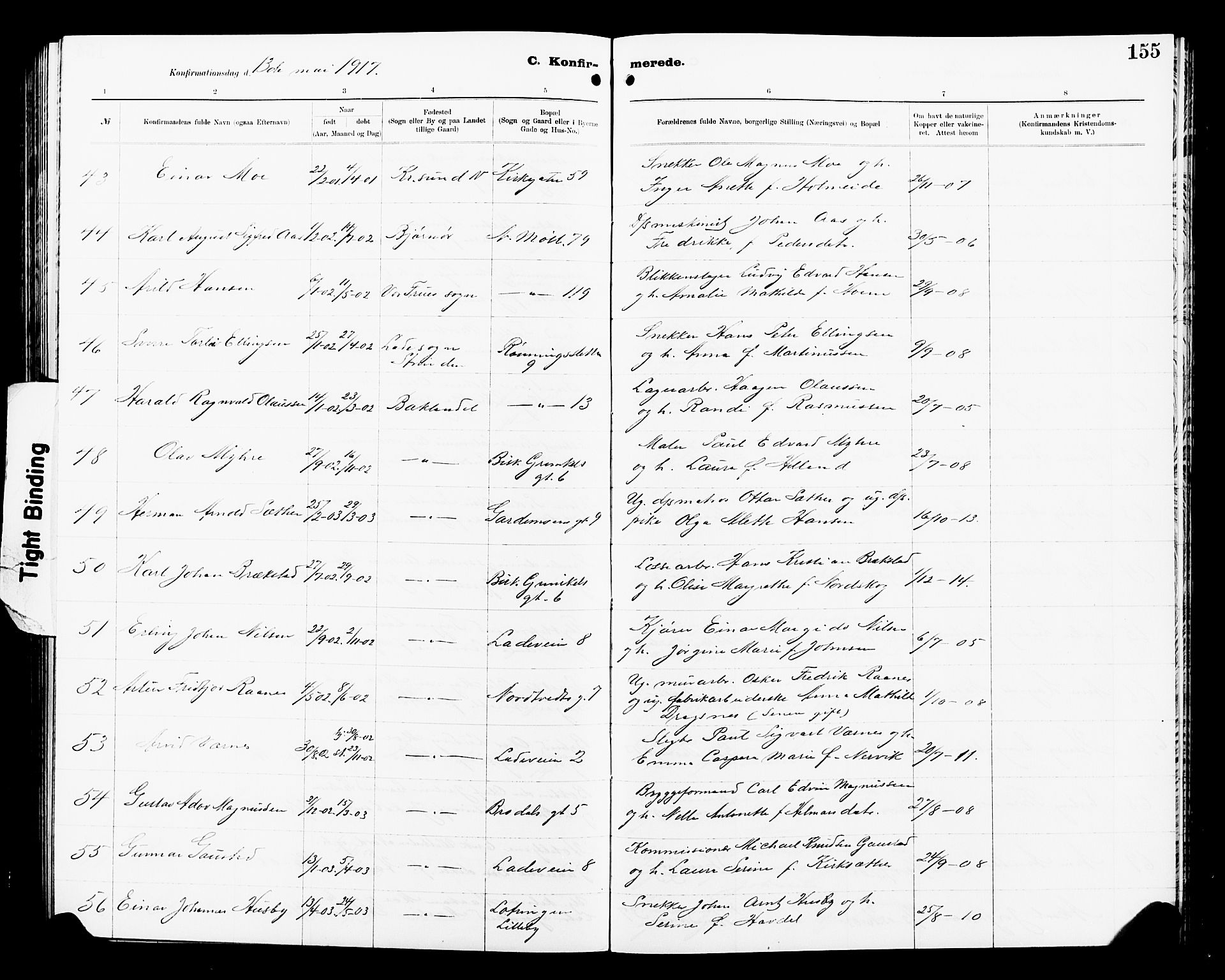 Ministerialprotokoller, klokkerbøker og fødselsregistre - Sør-Trøndelag, AV/SAT-A-1456/605/L0256: Parish register (copy) no. 605C03, 1916-1920, p. 155