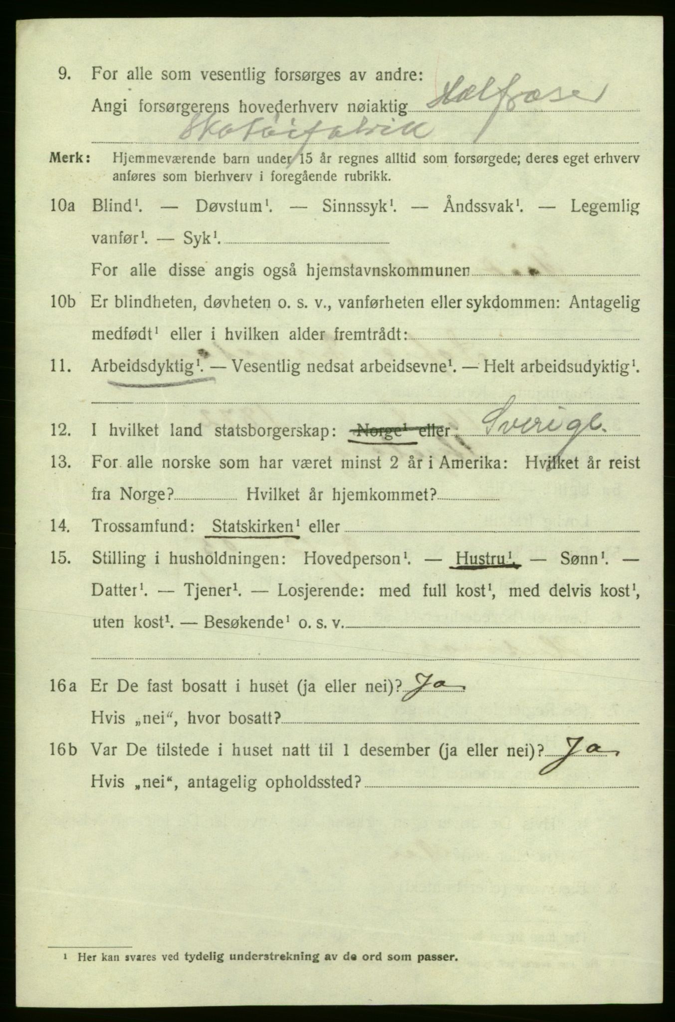 SAO, 1920 census for Fredrikshald, 1920, p. 9351