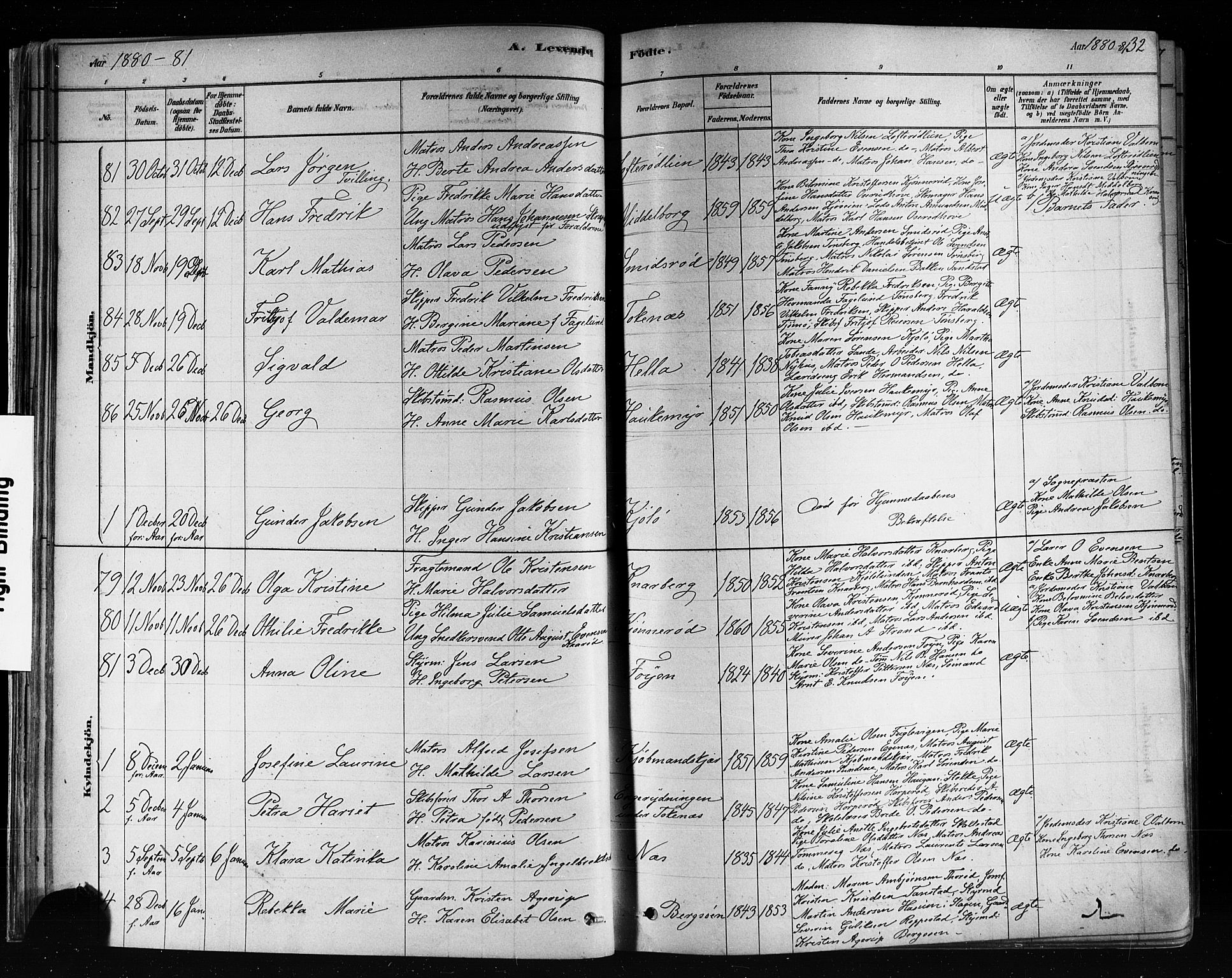 Nøtterøy kirkebøker, AV/SAKO-A-354/F/Fa/L0008: Parish register (official) no. I 8, 1878-1893, p. 32