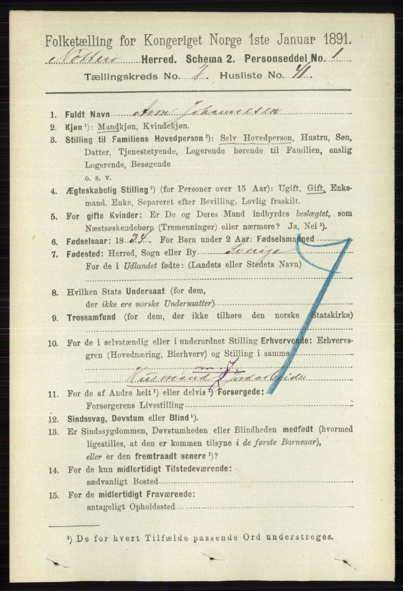 RA, 1891 census for 0722 Nøtterøy, 1891, p. 1112