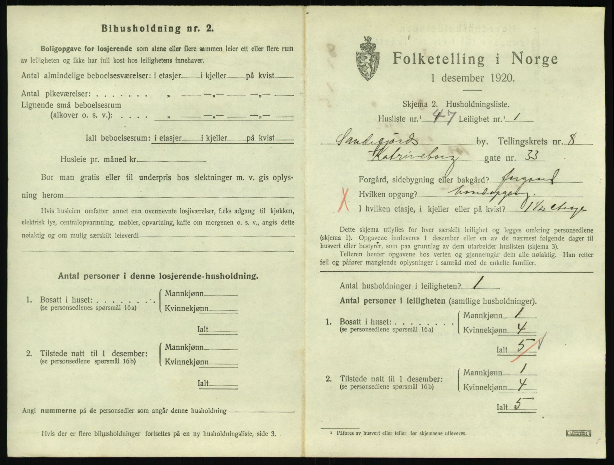 SAKO, 1920 census for Sandefjord, 1920, p. 3404