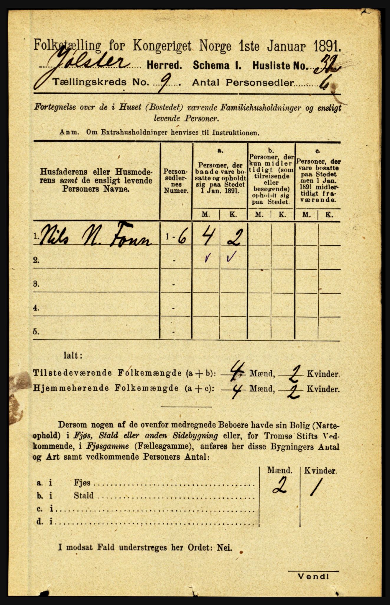 RA, 1891 census for 1431 Jølster, 1891, p. 3124