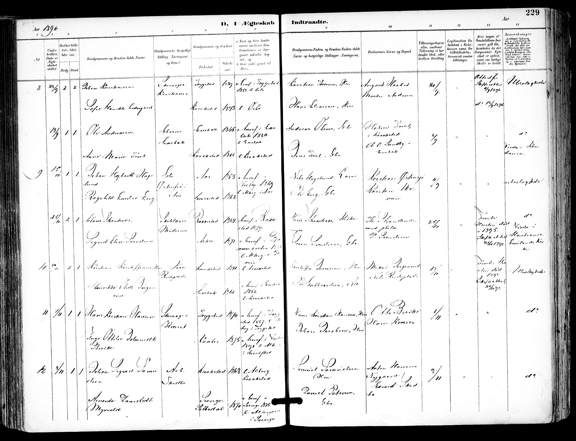 Kråkstad prestekontor Kirkebøker, AV/SAO-A-10125a/F/Fa/L0010: Parish register (official) no. I 10, 1893-1931, p. 229