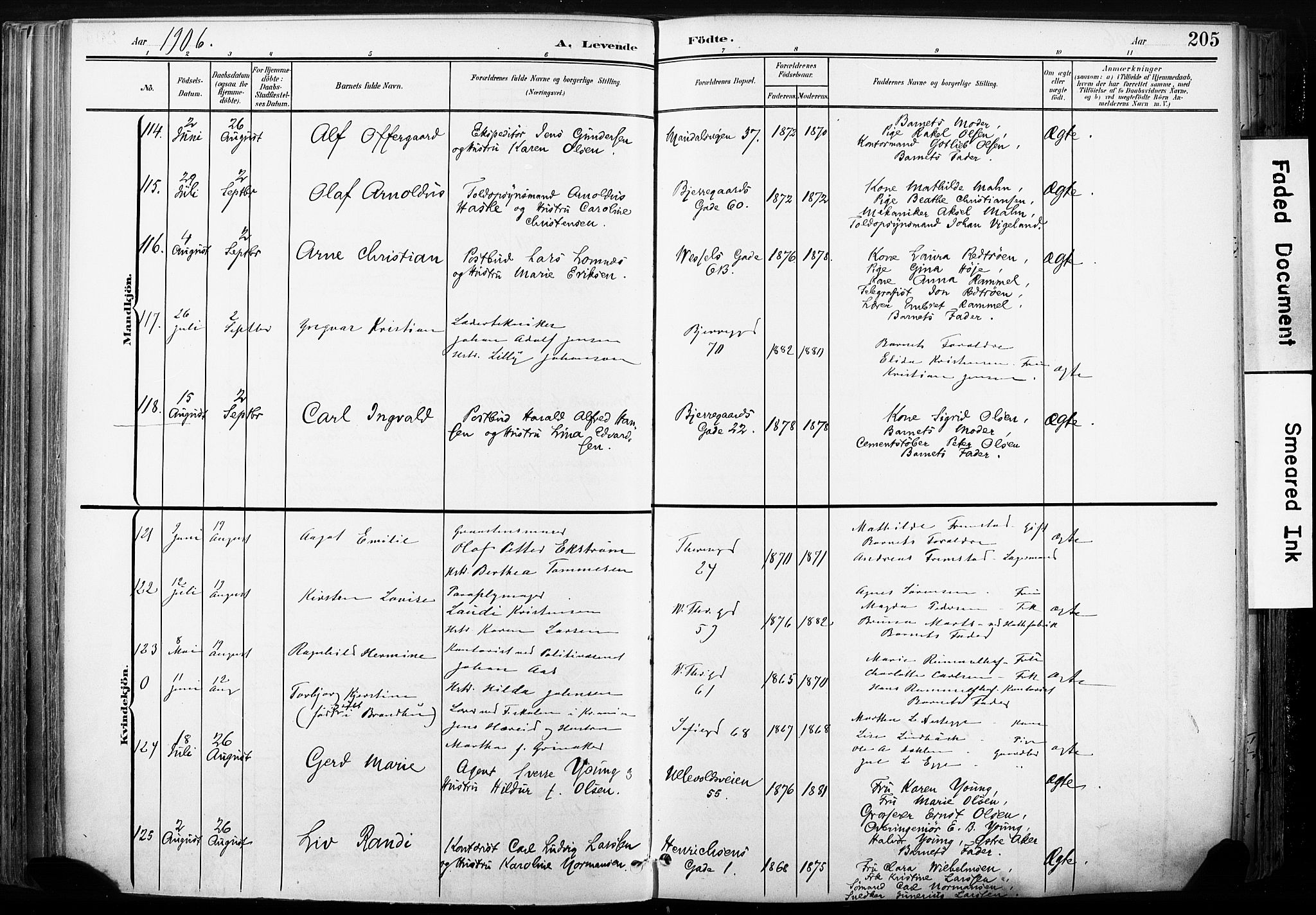 Gamle Aker prestekontor Kirkebøker, AV/SAO-A-10617a/F/L0013: Parish register (official) no. 13, 1901-1908, p. 205