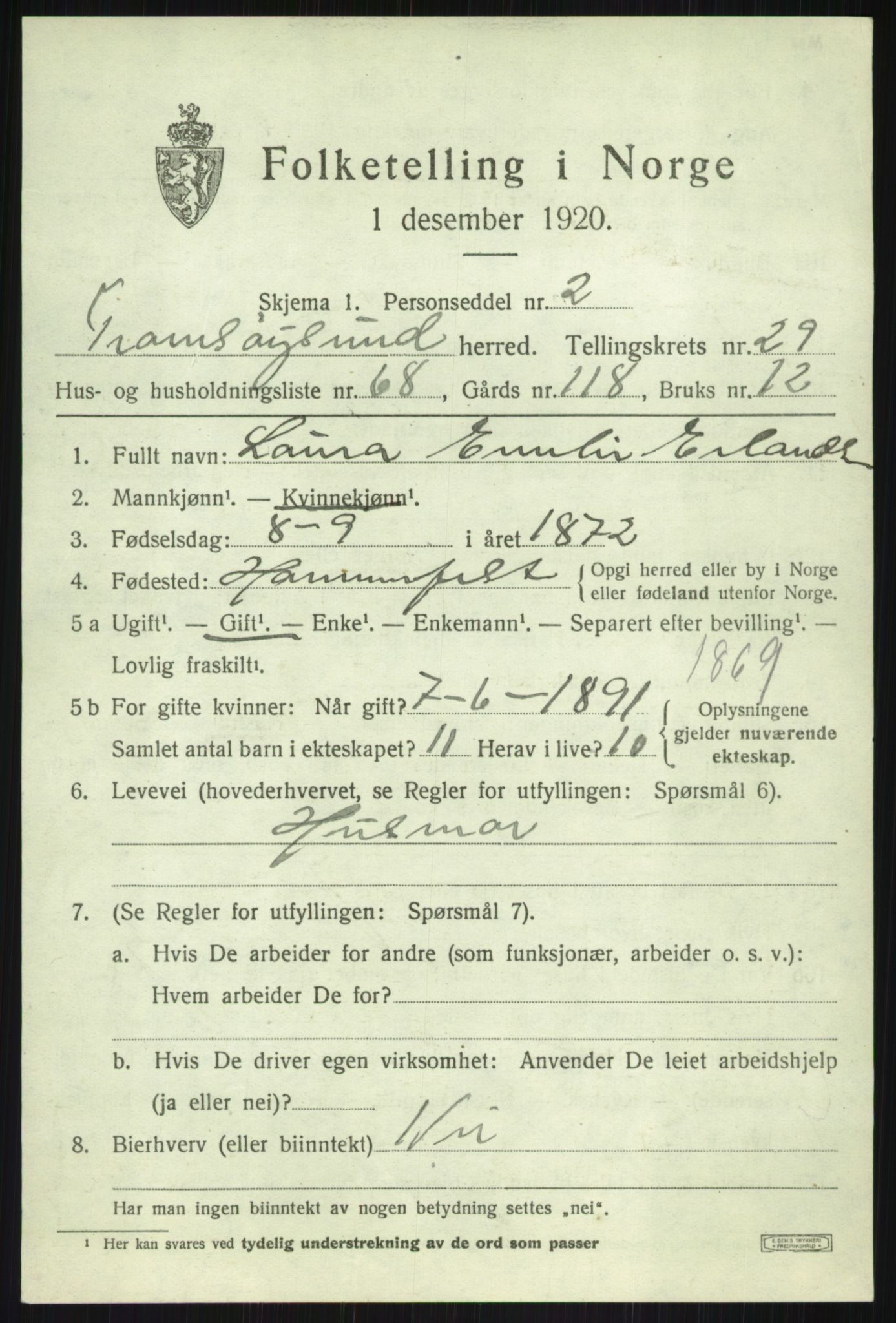 SATØ, 1920 census for Tromsøysund, 1920, p. 14204