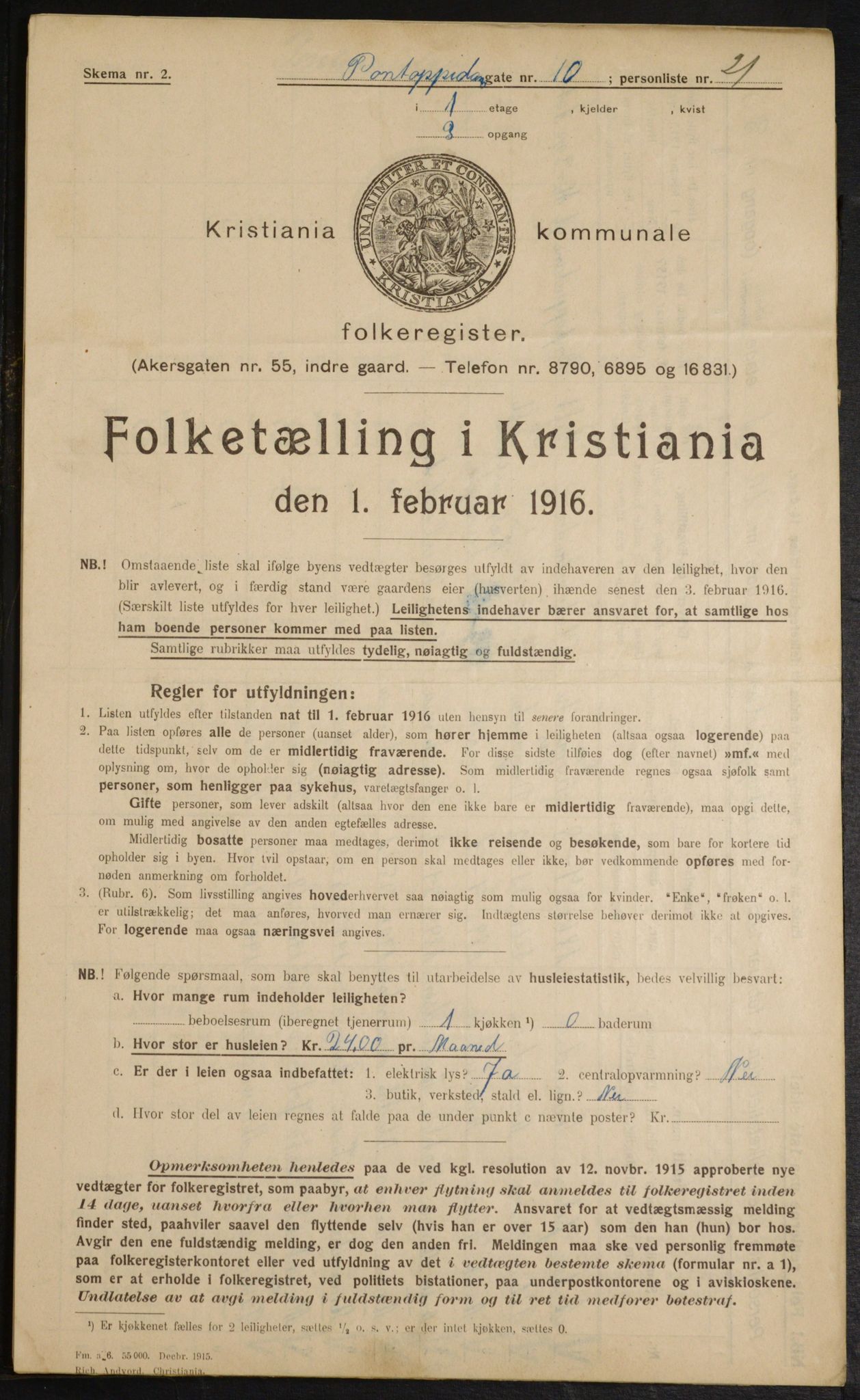 OBA, Municipal Census 1916 for Kristiania, 1916, p. 82878