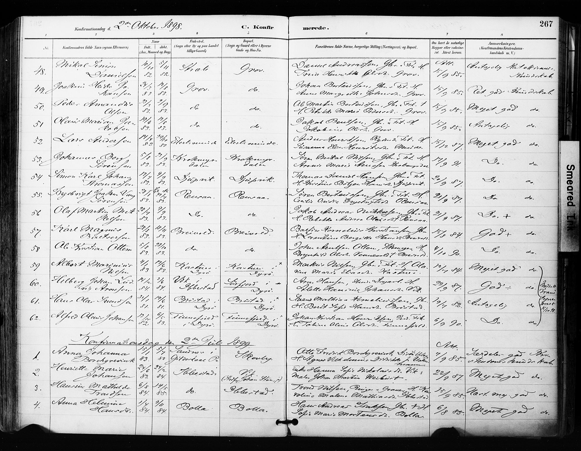 Ibestad sokneprestembete, SATØ/S-0077/H/Ha/Haa/L0012kirke: Parish register (official) no. 12, 1890-1900, p. 267