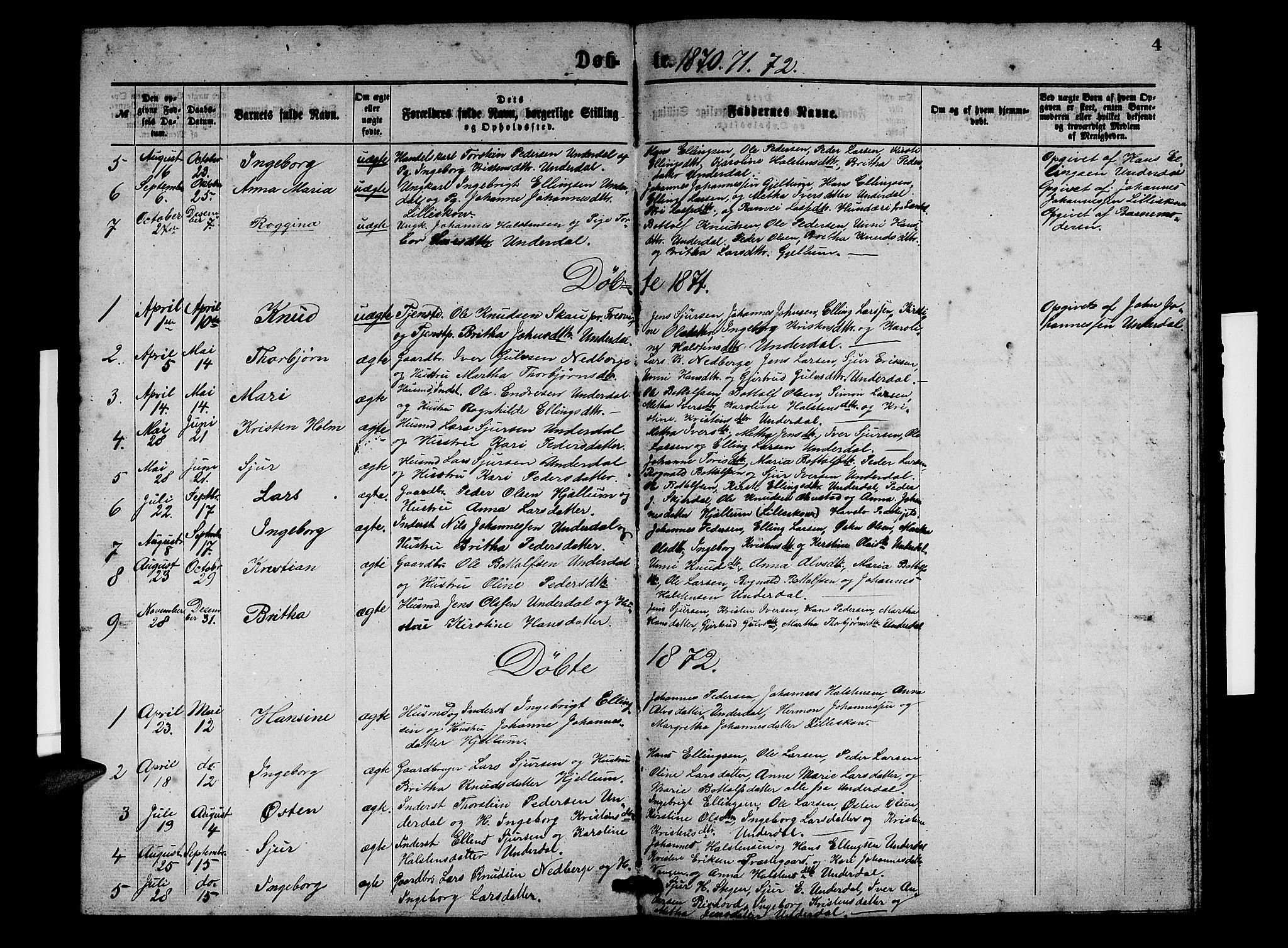 Aurland sokneprestembete, SAB/A-99937/H/Hb/Hbd/L0001: Parish register (copy) no. D 1, 1868-1882, p. 4