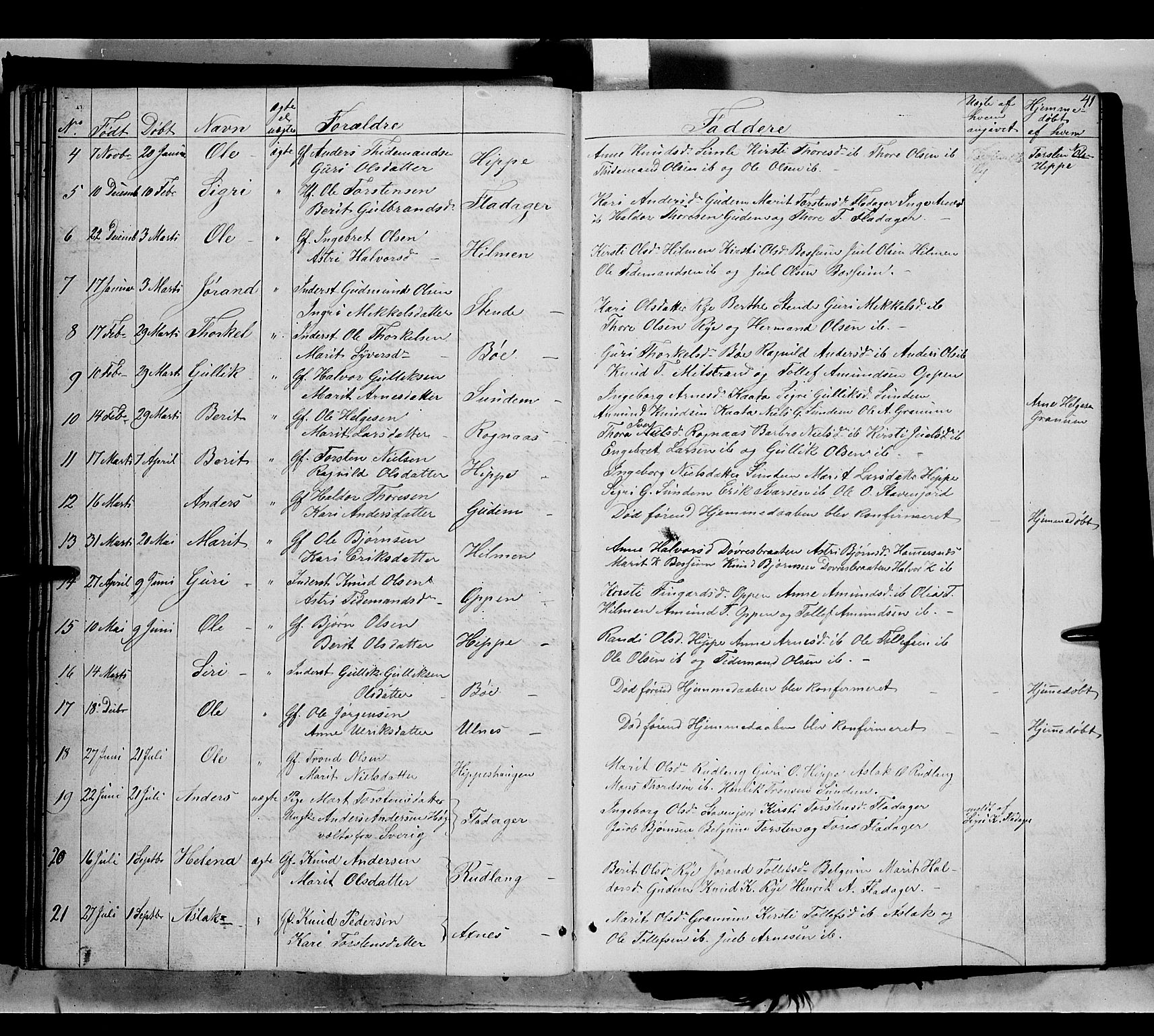Nord-Aurdal prestekontor, SAH/PREST-132/H/Ha/Haa/L0006: Parish register (official) no. 6, 1842-1863, p. 41