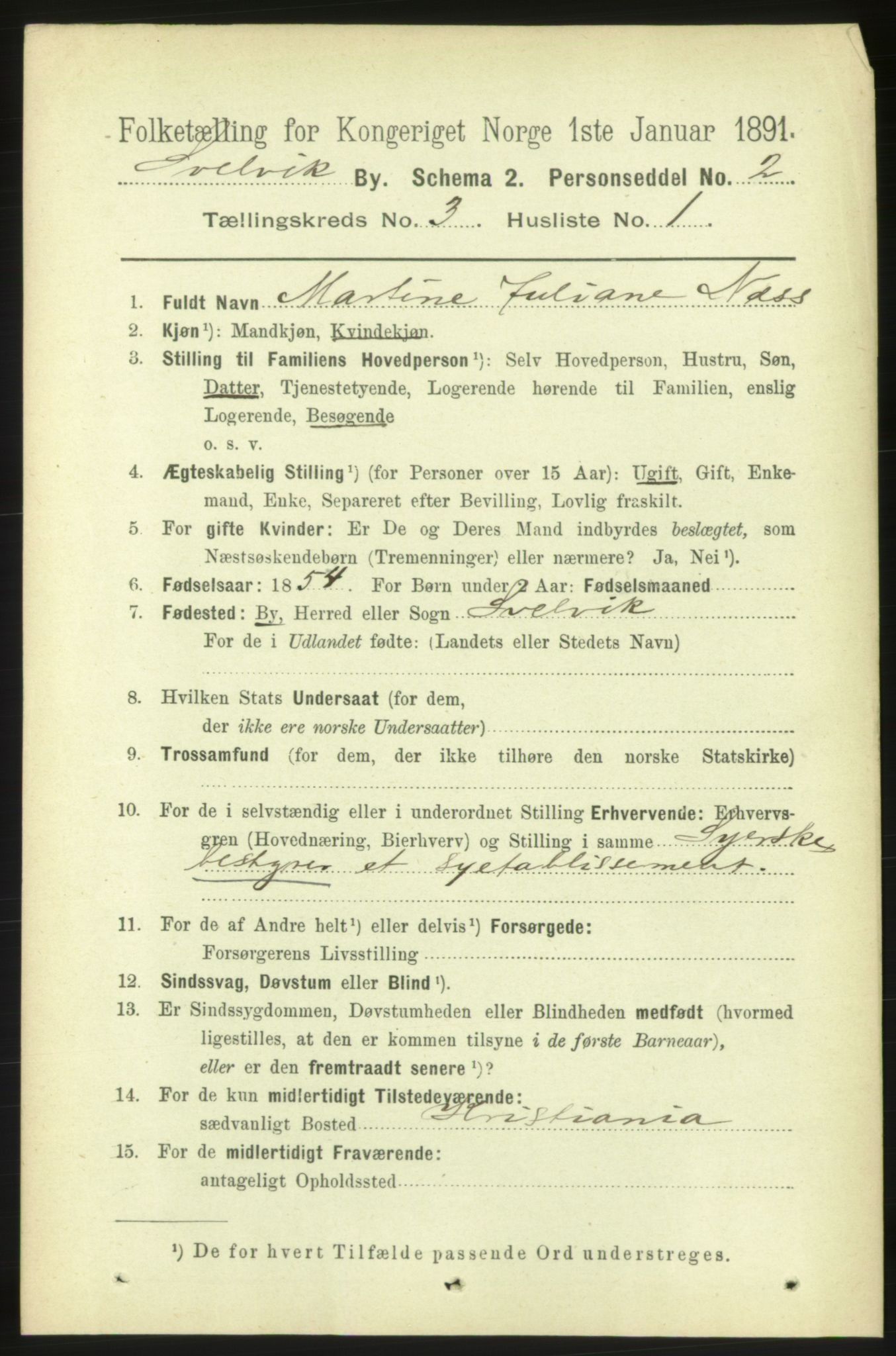 RA, 1891 census for 0701 Svelvik, 1891, p. 1211