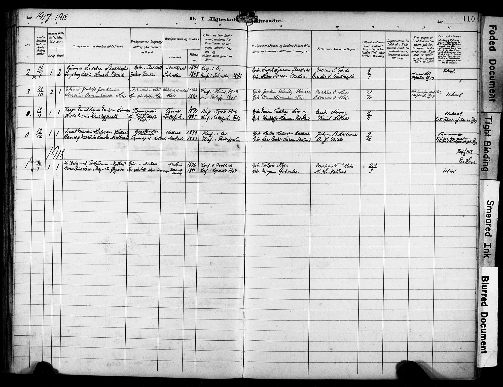 Avaldsnes sokneprestkontor, SAST/A -101851/H/Ha/Haa/L0016: Parish register (official) no. A 16, 1893-1918, p. 110