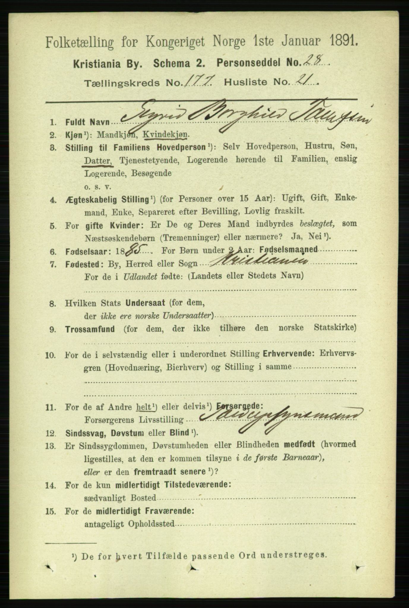 RA, 1891 census for 0301 Kristiania, 1891, p. 106854