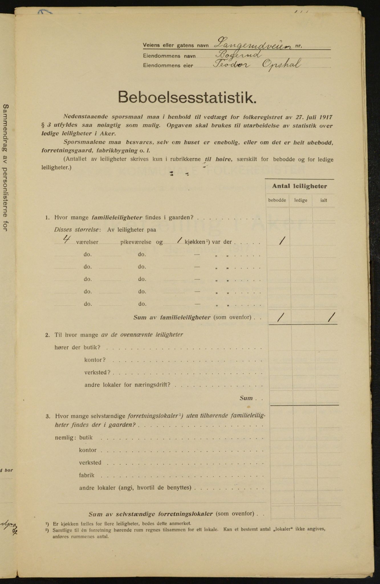 OBA, Municipal Census 1917 for Aker, 1917, p. 17211