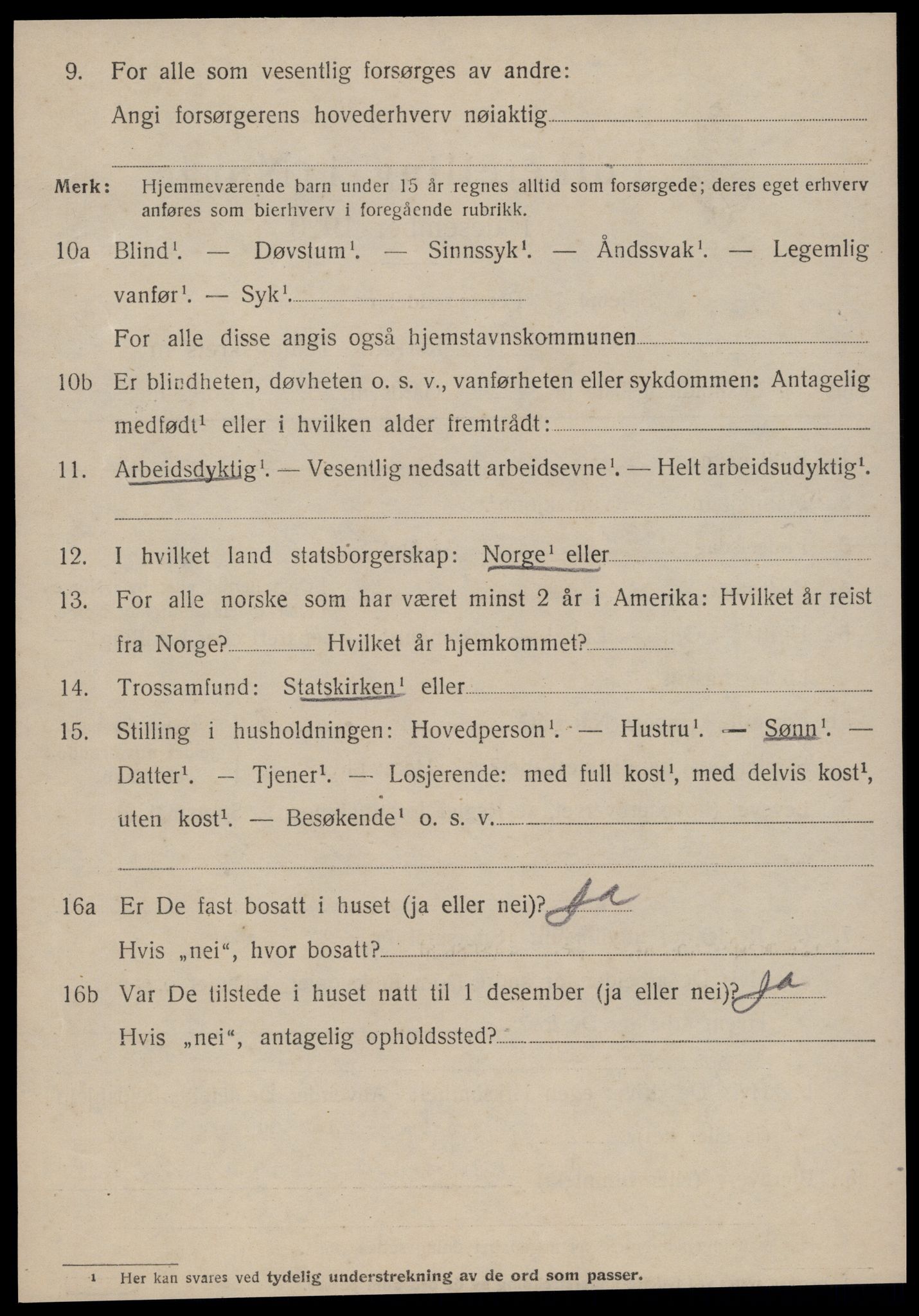 SAT, 1920 census for Stranda, 1920, p. 3204