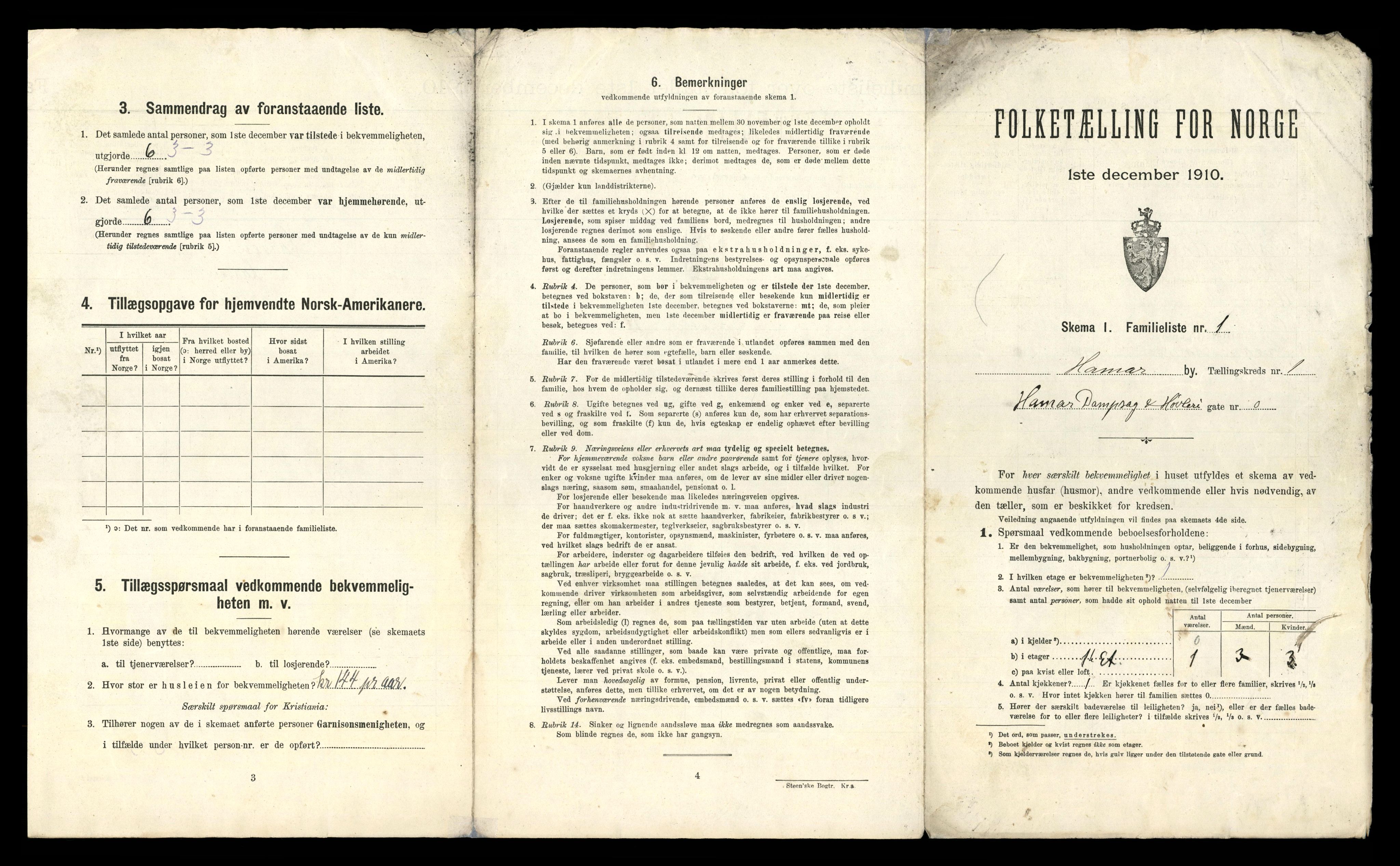 RA, 1910 census for Hamar, 1910, p. 27