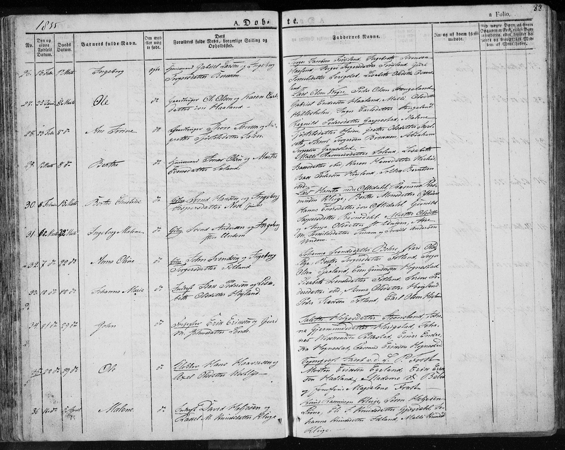 Lye sokneprestkontor, AV/SAST-A-101794/001/30BA/L0004: Parish register (official) no. A 4, 1826-1841, p. 88