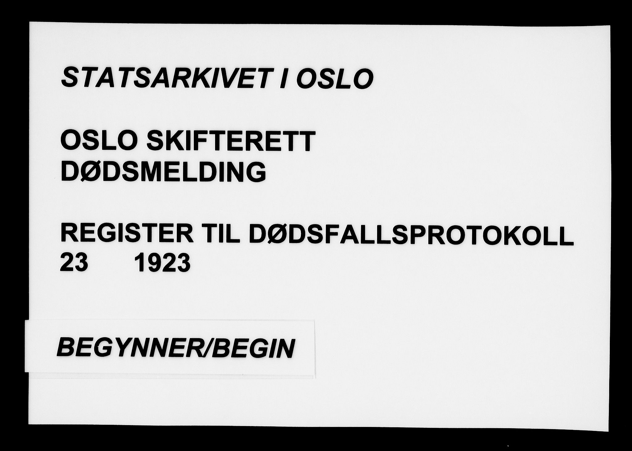 Oslo skifterett, SAO/A-10383/F/Fa/Faa/L0023: Navneregister, 1923