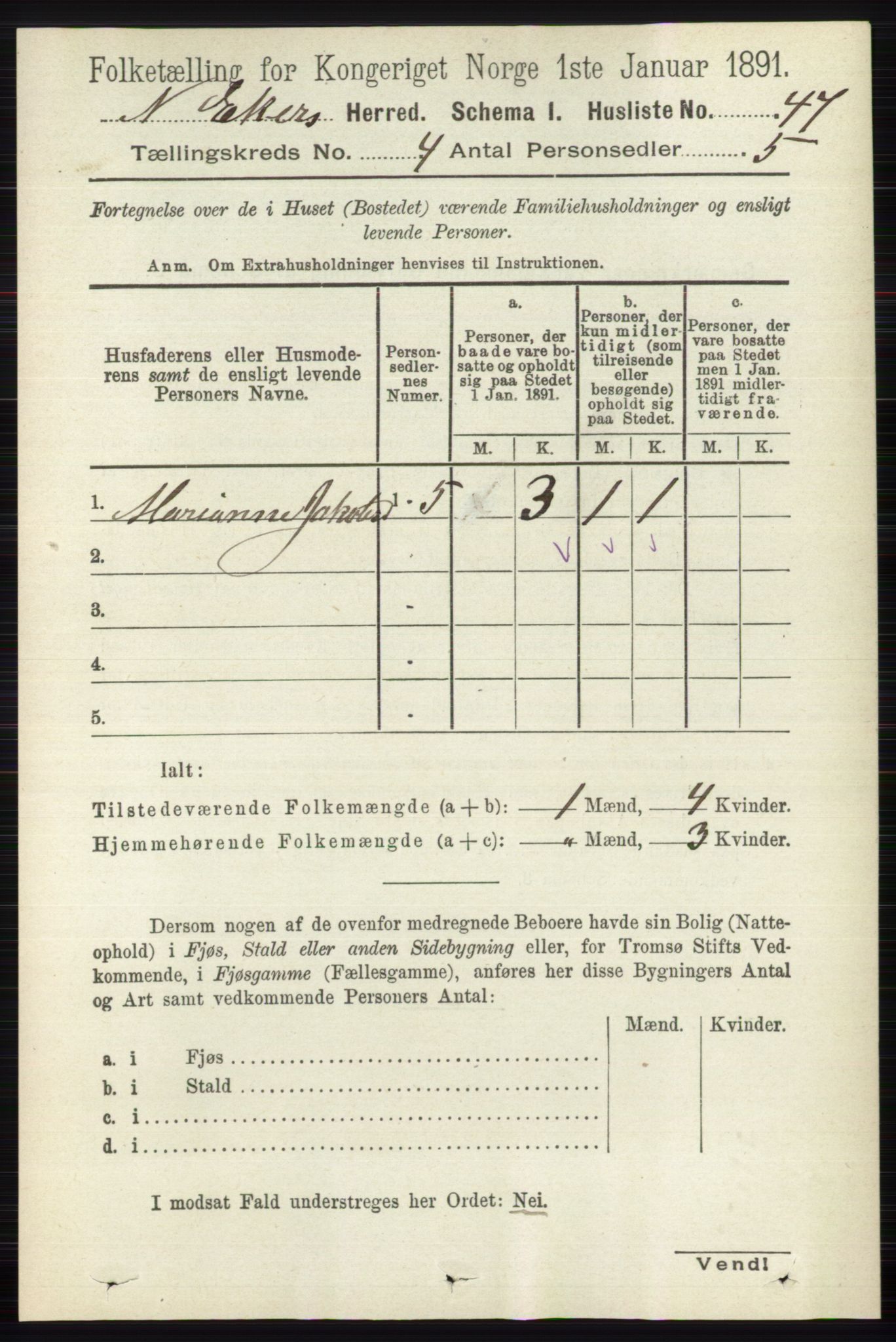 RA, 1891 census for 0625 Nedre Eiker, 1891, p. 1930