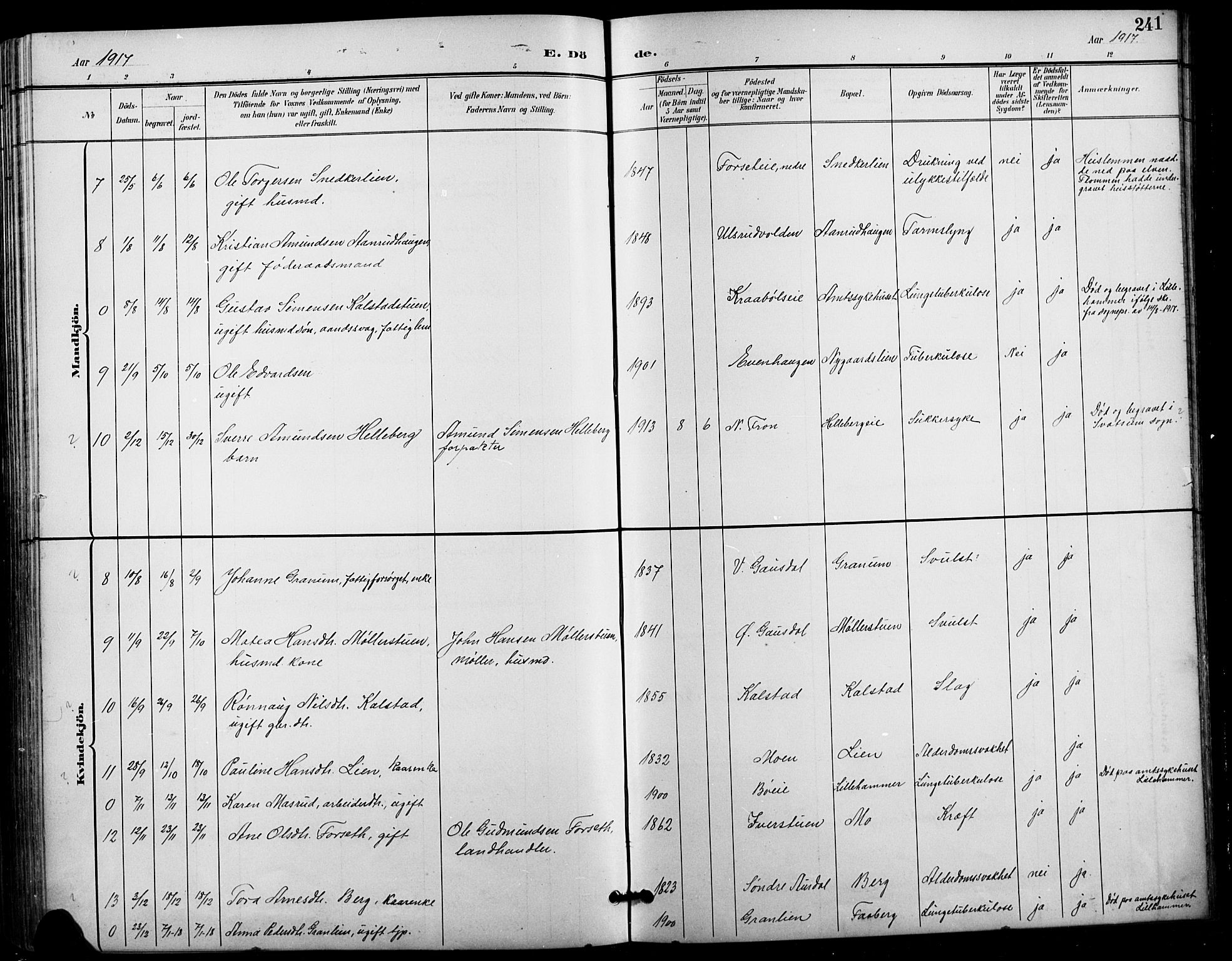Vestre Gausdal prestekontor, SAH/PREST-094/H/Ha/Hab/L0003: Parish register (copy) no. 3, 1896-1925, p. 241
