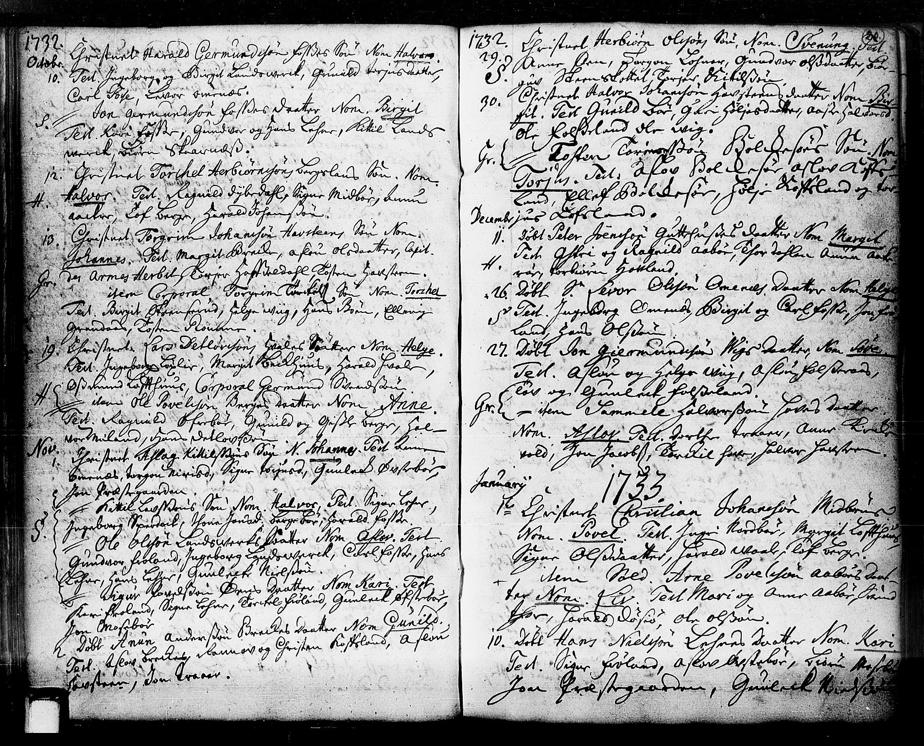 Hjartdal kirkebøker, SAKO/A-270/F/Fa/L0003: Parish register (official) no. I 3, 1727-1775, p. 20
