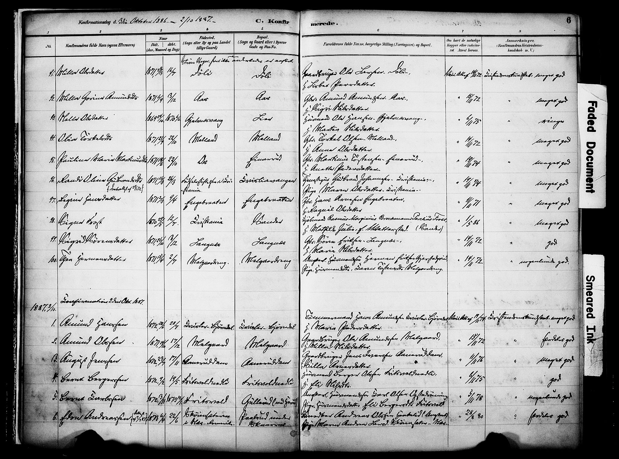 Sør-Odal prestekontor, AV/SAH-PREST-030/H/Ha/Haa/L0007: Parish register (official) no. 7, 1886-1925, p. 6